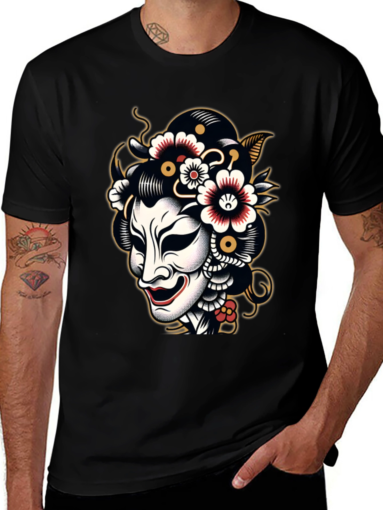 Variant 4 of Kabuki Mask Graphic Tee - Black T-Shirt