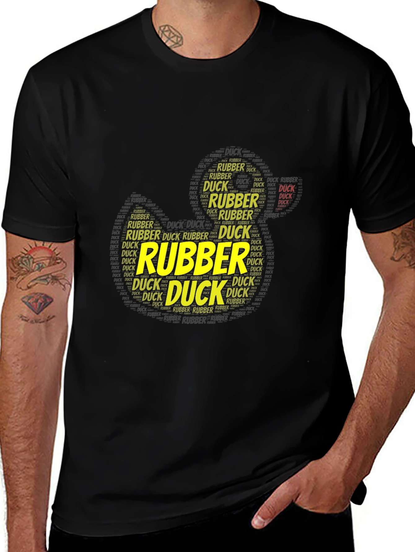 Variant 13 of Rubber Duck Word Art Black T-Shirt