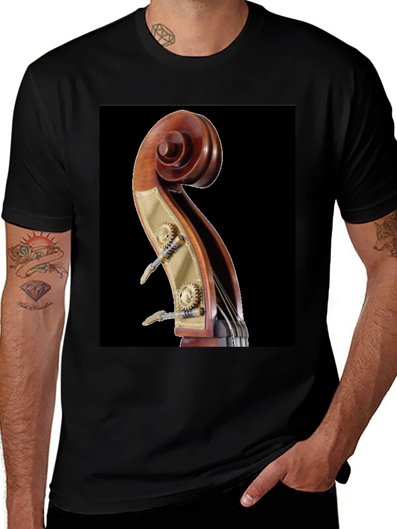 Variant 17 of Bass Scroll Design T-Shirt - Music Lover Tee