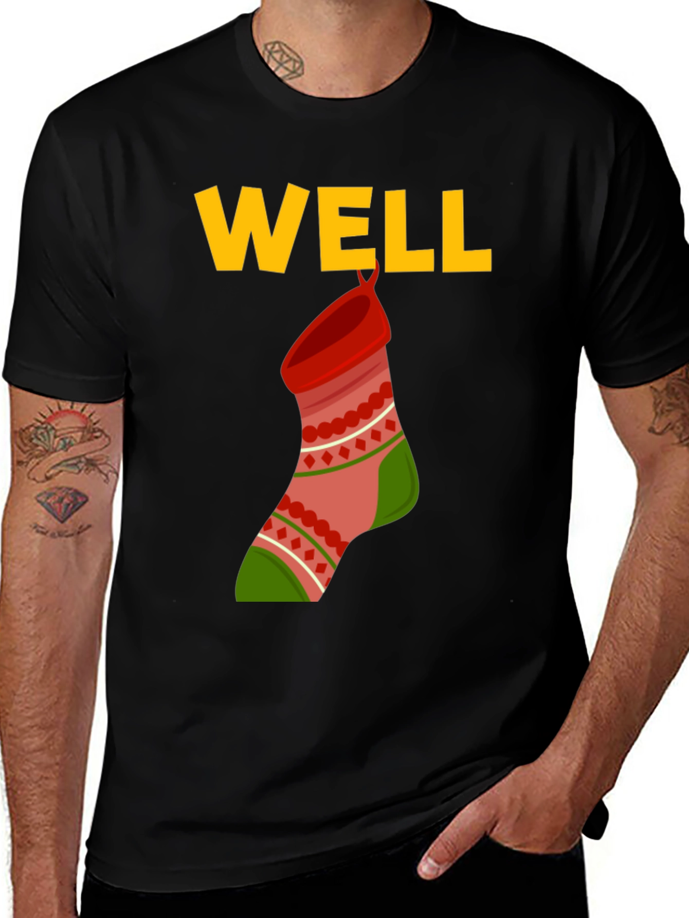 Funny Well Hung Christmas Stocking T-Shirt