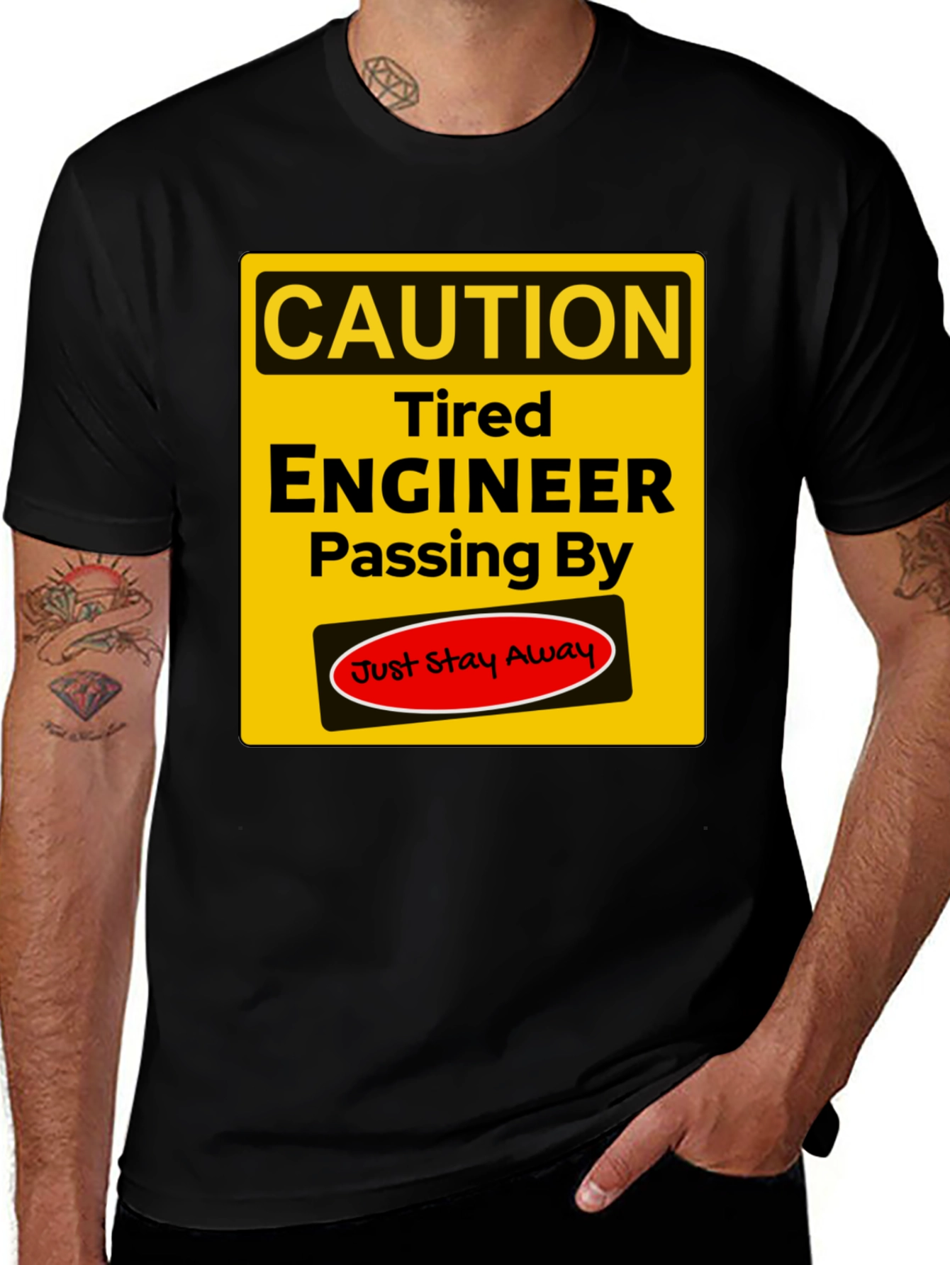 Variant 28 of Caution Tired Engineer T-Shirt - Funny Novelty Tee
