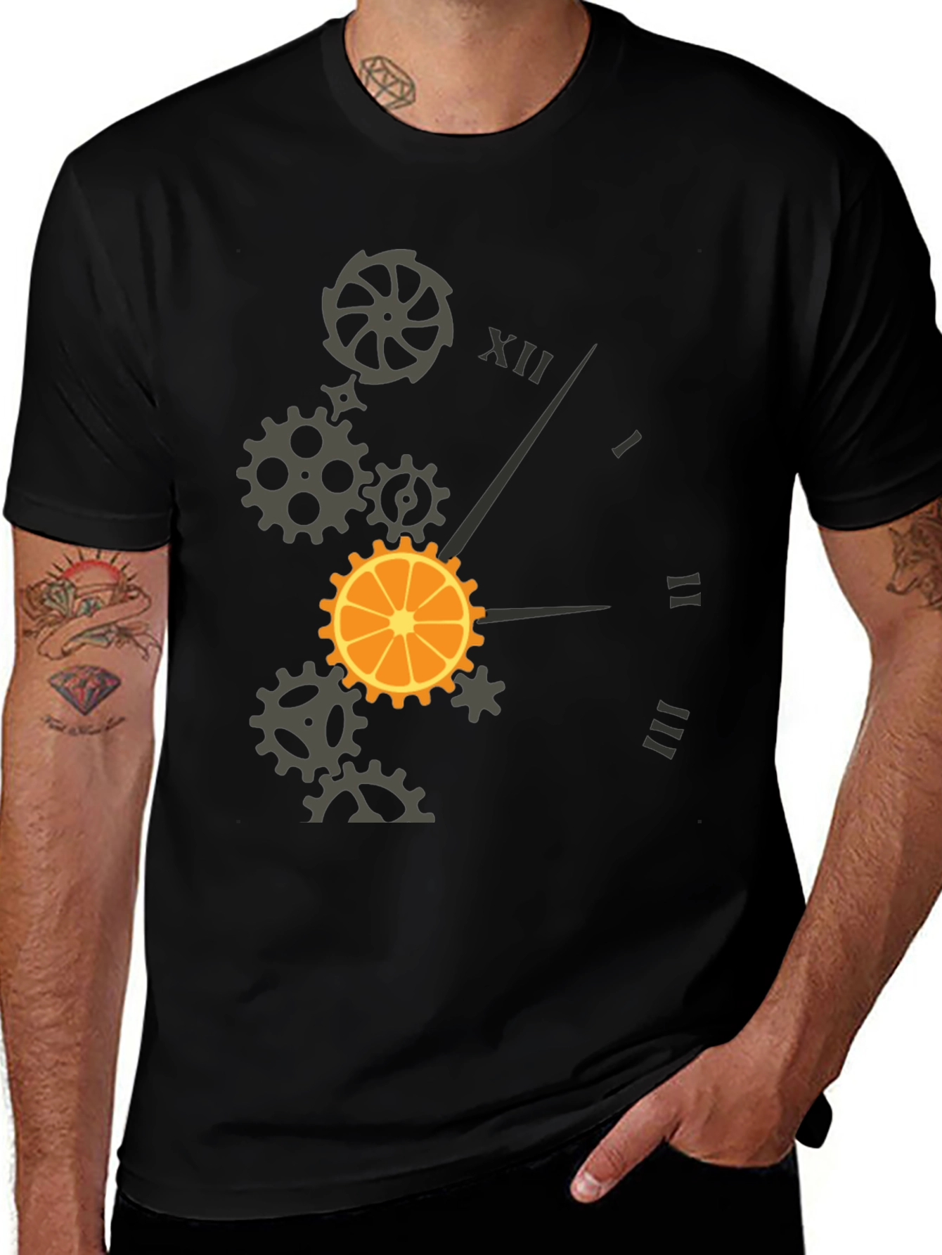 Steampunk Orange Clock T-Shirt