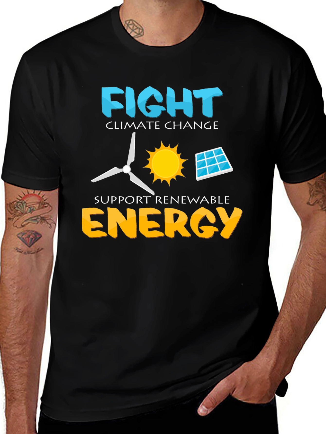 Variant 12 of Fight Climate Change Renewable Energy T-Shirt