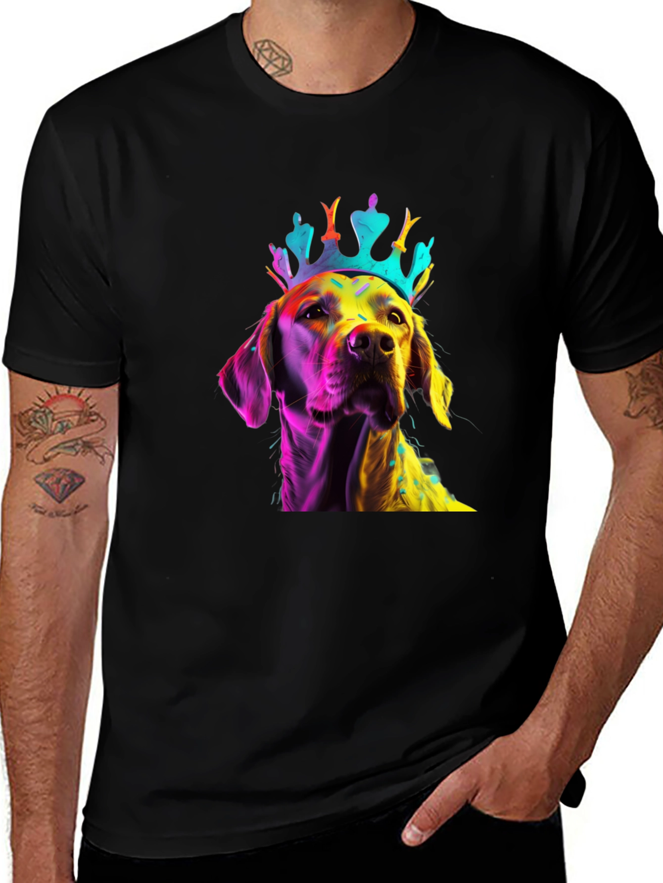 Variant 5 of Dog King T-Shirt - Colorful Pet Art