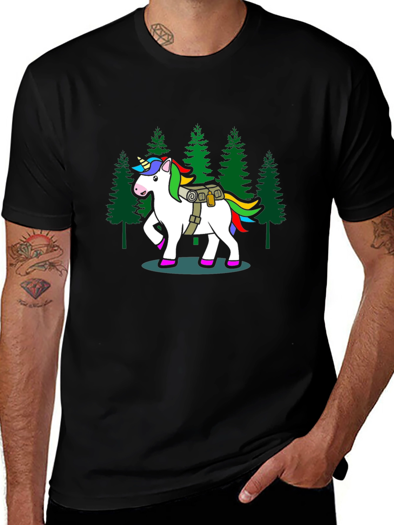 Variant 19 of Unicorn Hiker Black T-Shirt