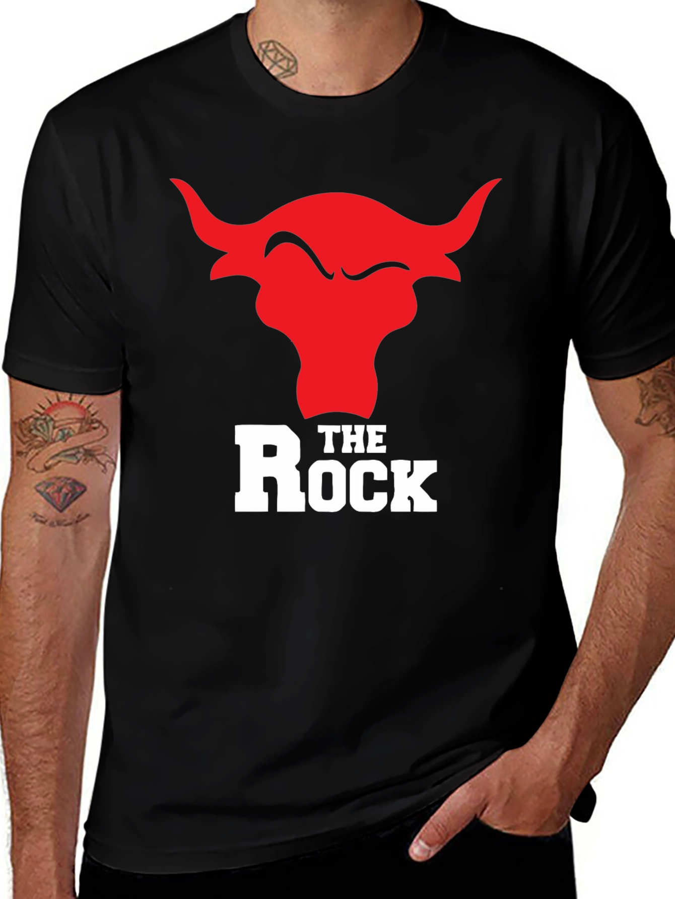 The Rock T-Shirt - Red Bull Logo - Black Tee