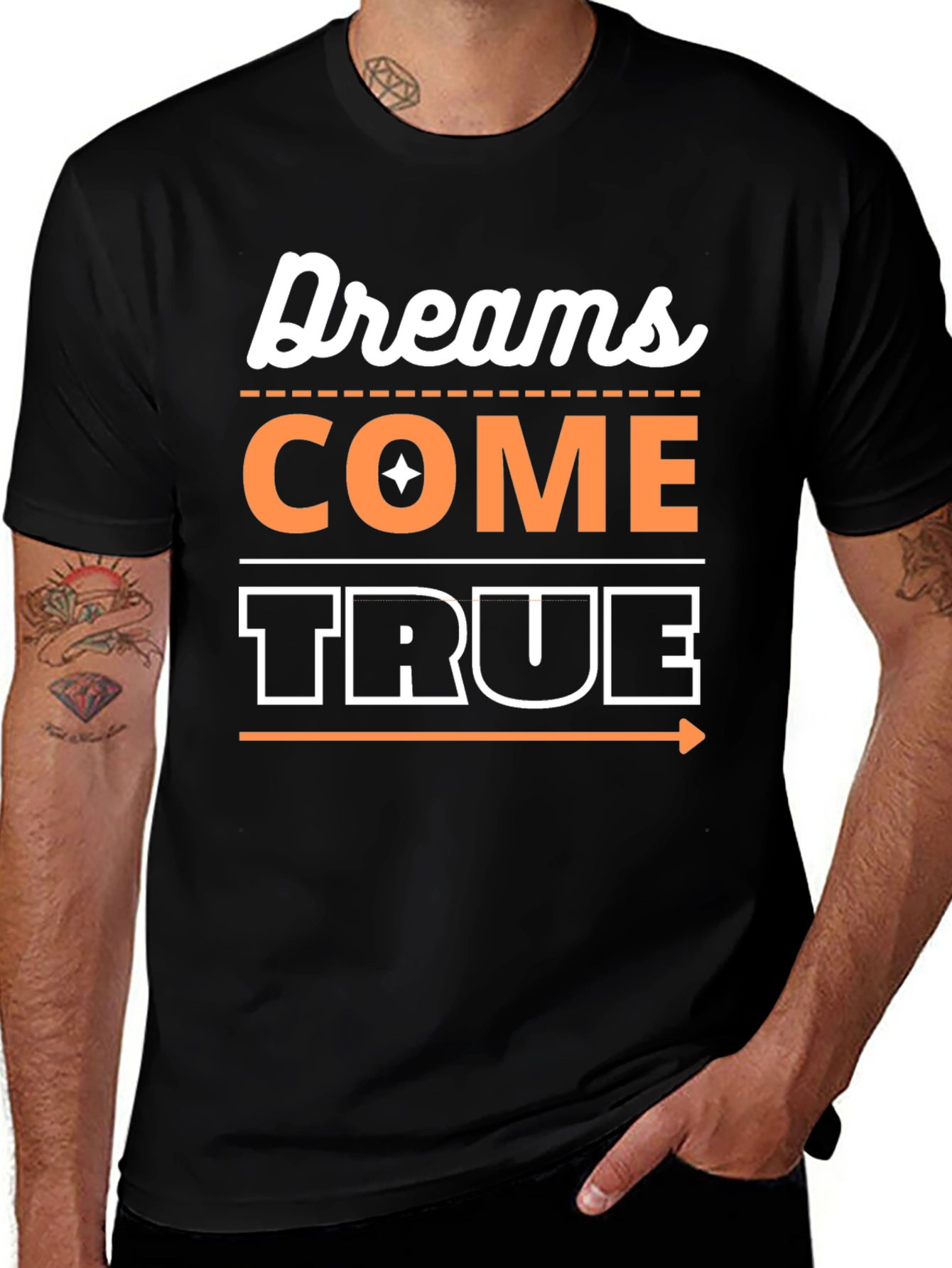 Dreams Come True Graphic Tee - Black Cotton Blend T-Shirt