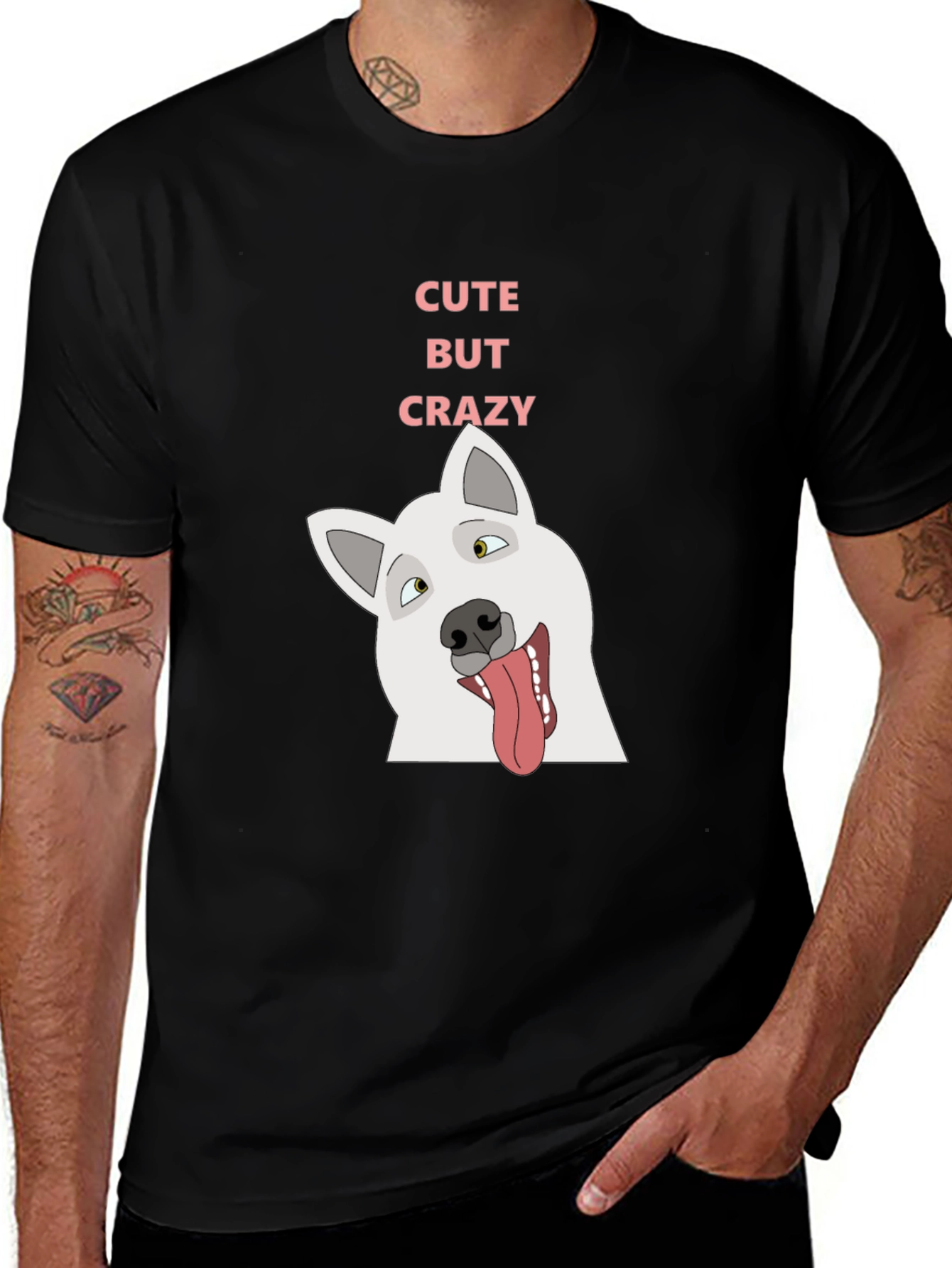 Variant 4 of Cute But Crazy Dog T-Shirt - Black