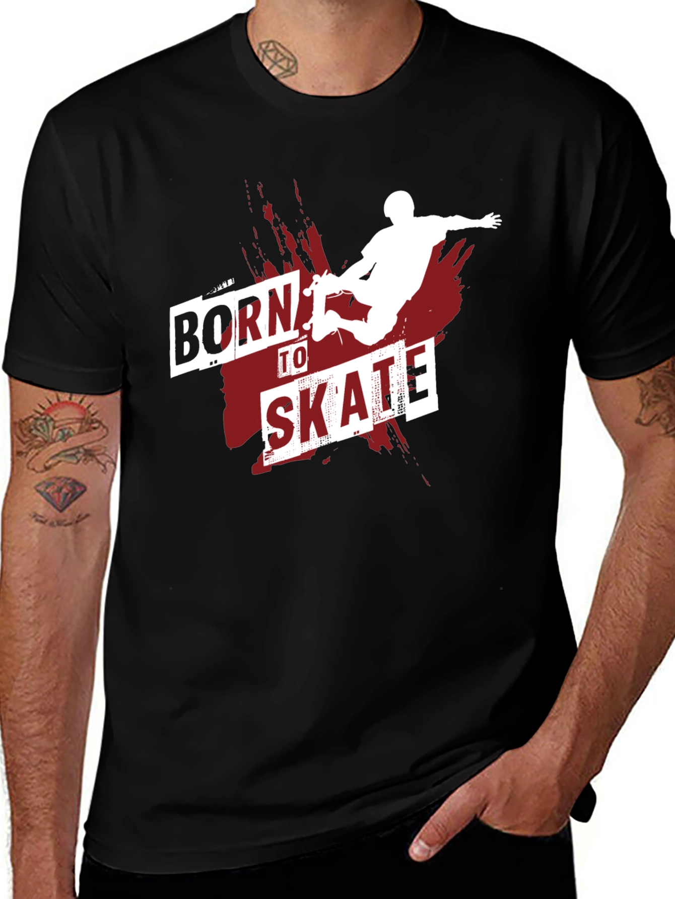Variant 26 of Born to Skate Graphic T-Shirt - Black