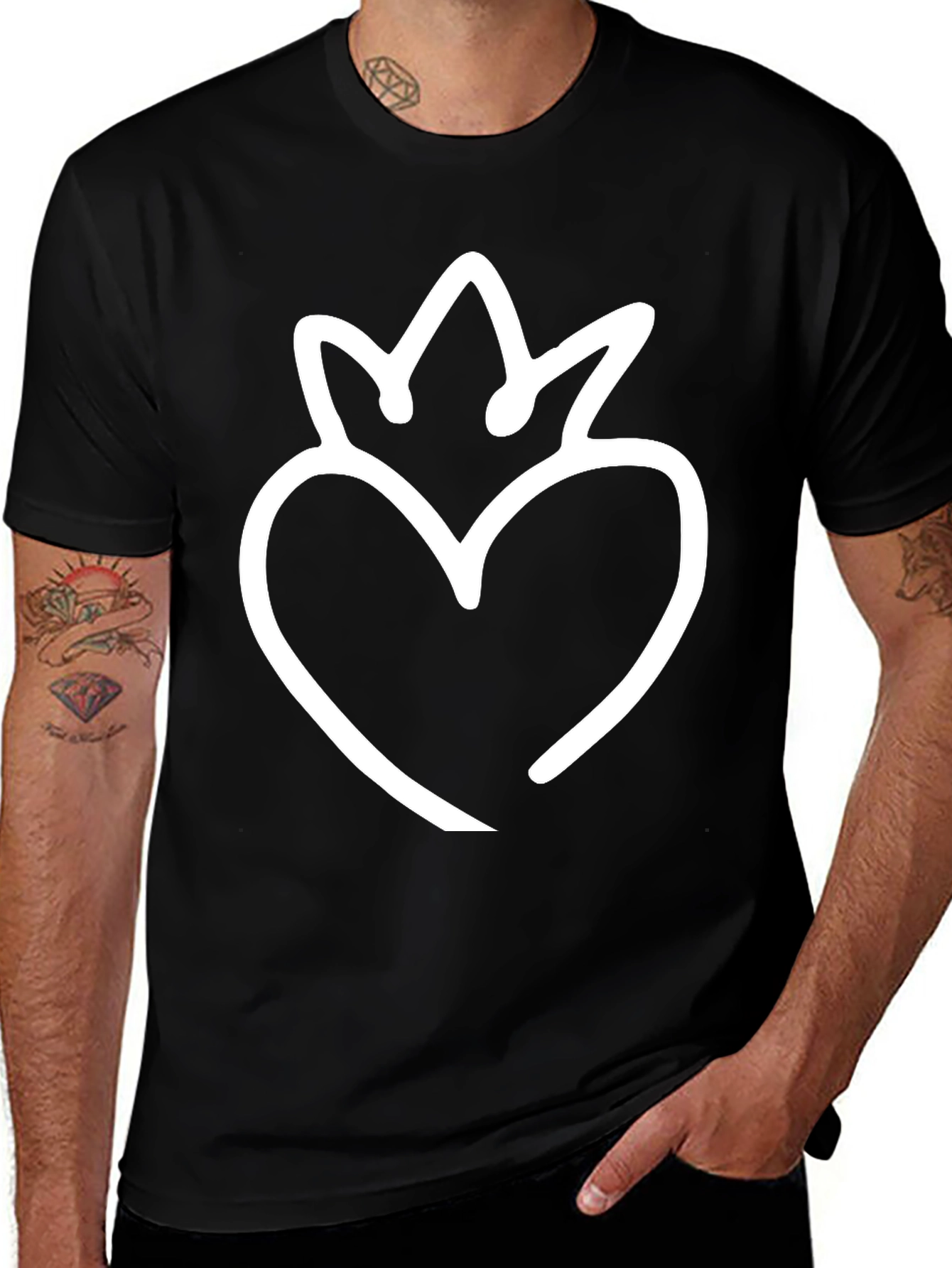 Variant 8 of Heart Crown Graphic Tee - Black