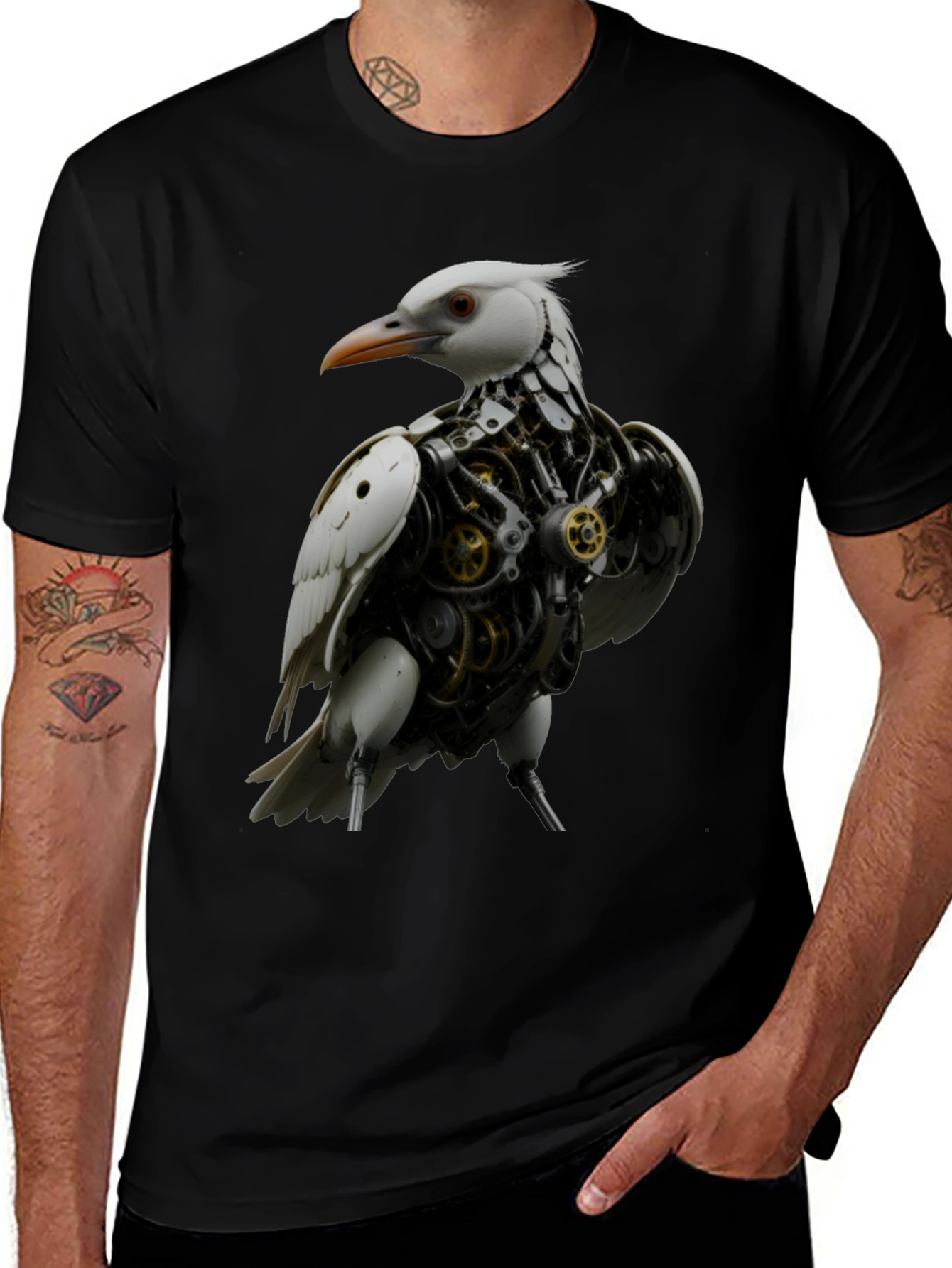 Variant 11 of Steampunk Bird Graphic Tee - Unique Design