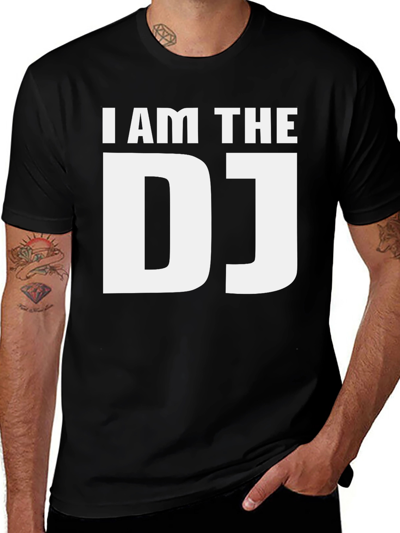 Variant 11 of I AM THE DJ Graphic Tee - Black Cotton T-Shirt