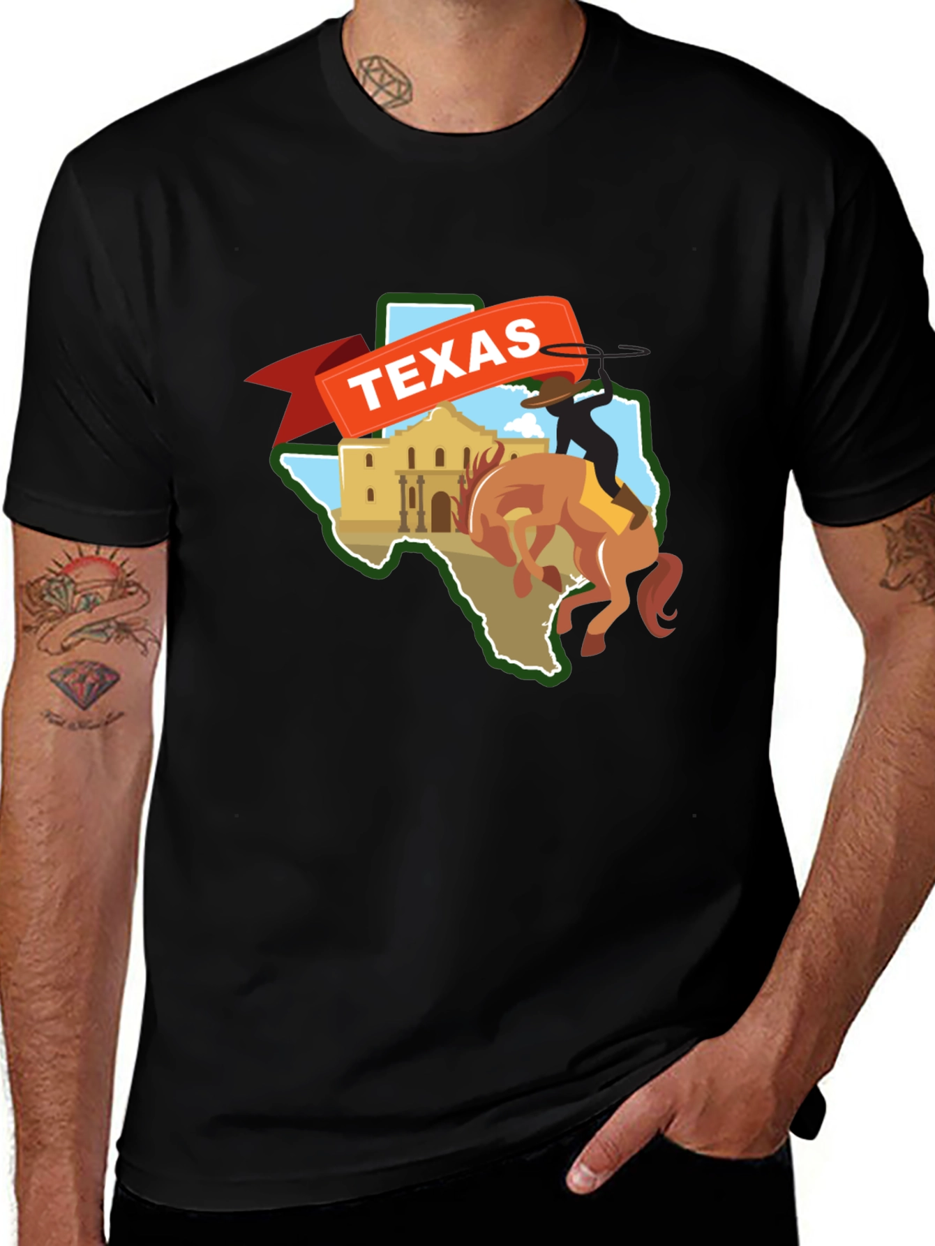 Texas Rodeo T-Shirt - Black Cotton Tee