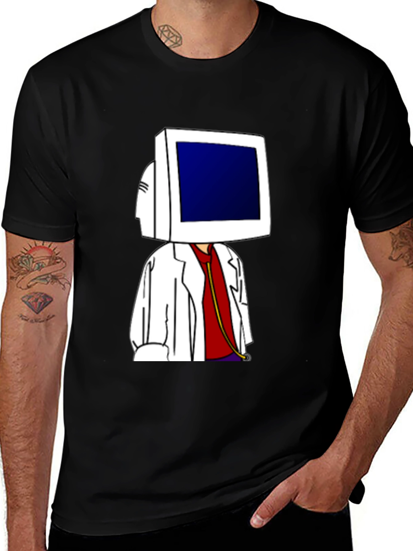 Variant 15 of Computer Head Doctor Funny Graphic Tee