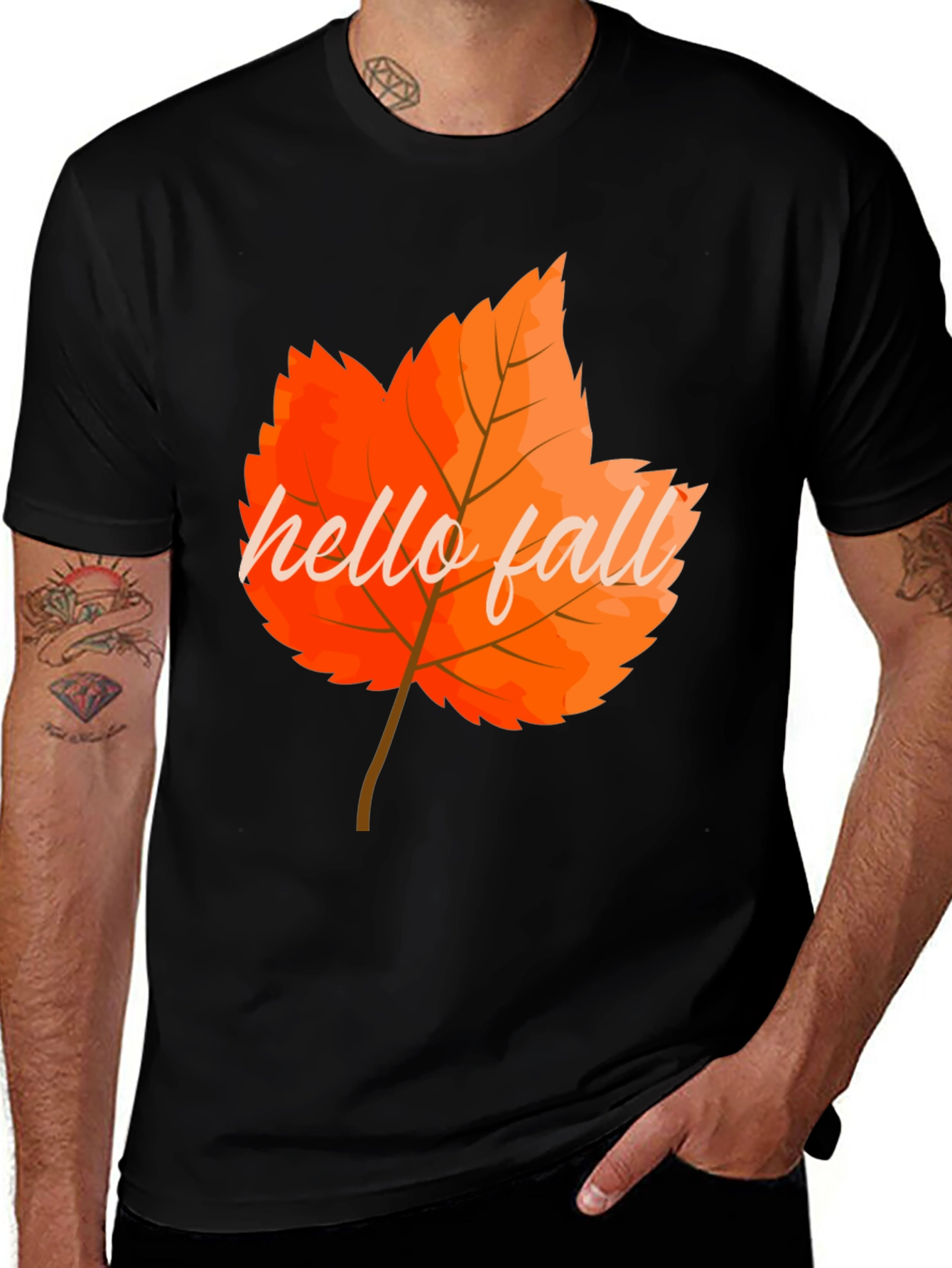 Variant 14 of Hello Fall Autumn Leaf Graphic Tee