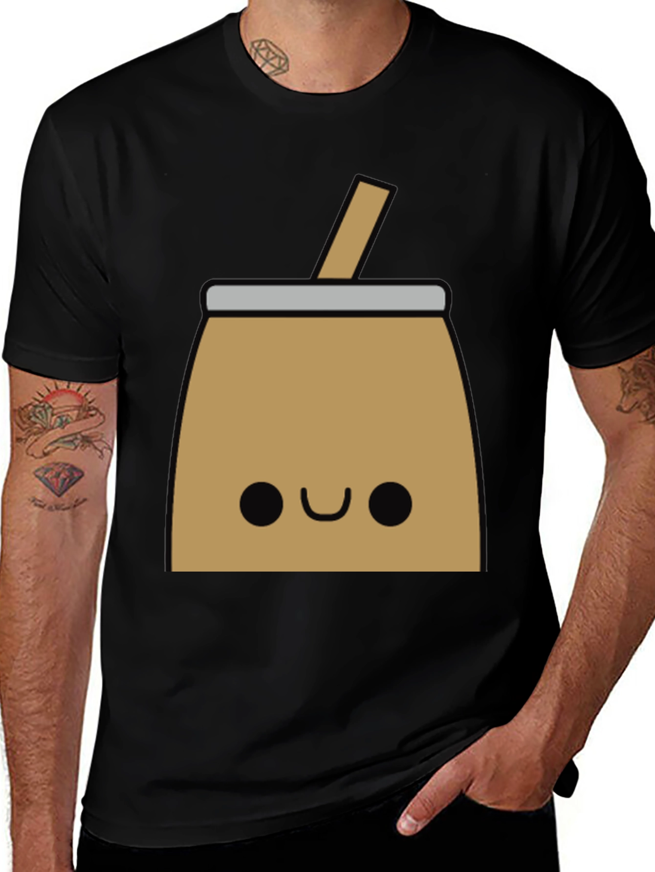 Variant 13 of Cute Drink Graphic Black T-Shirt