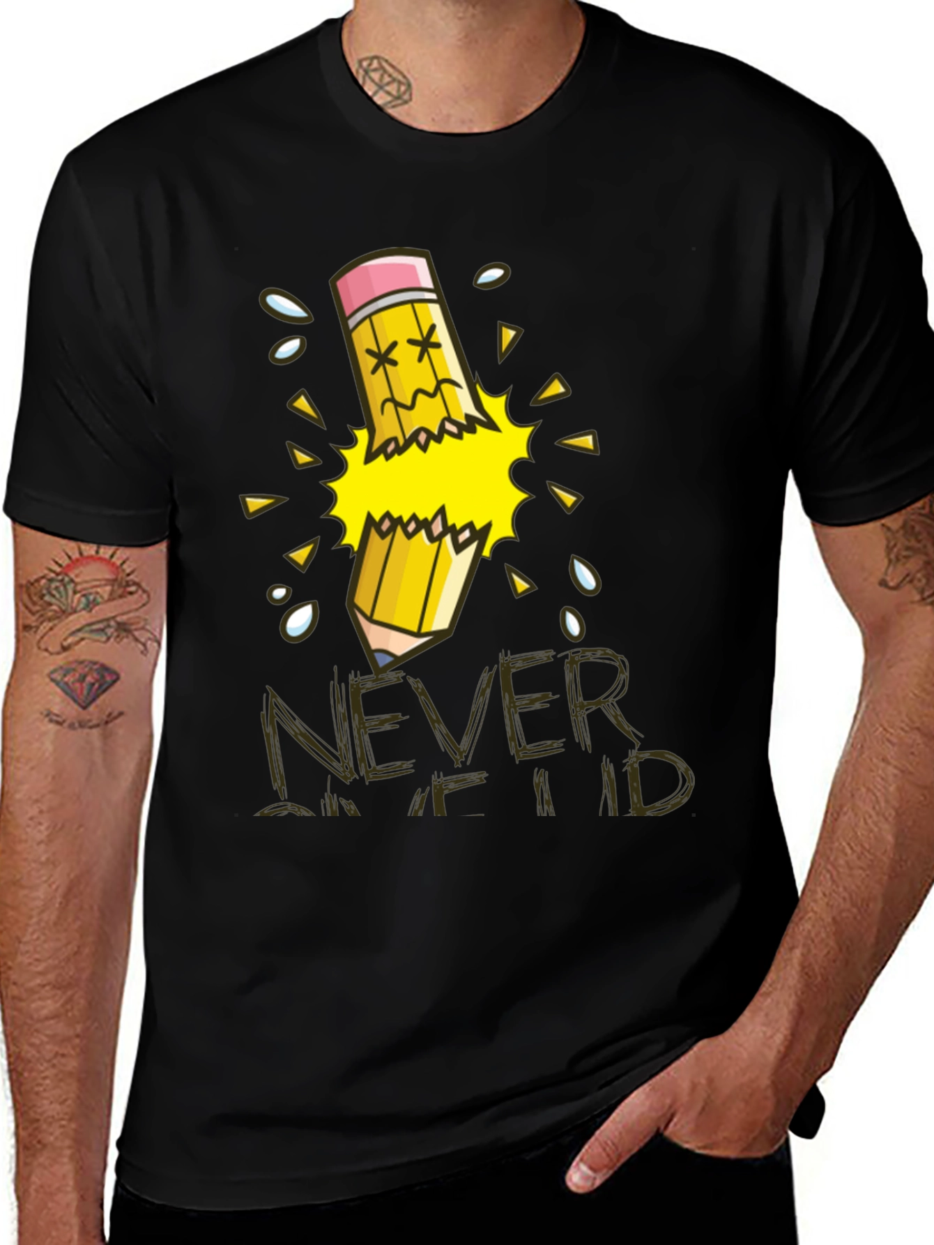 Variant 2 of Never Give Up T-Shirt, Broken Pencil Design