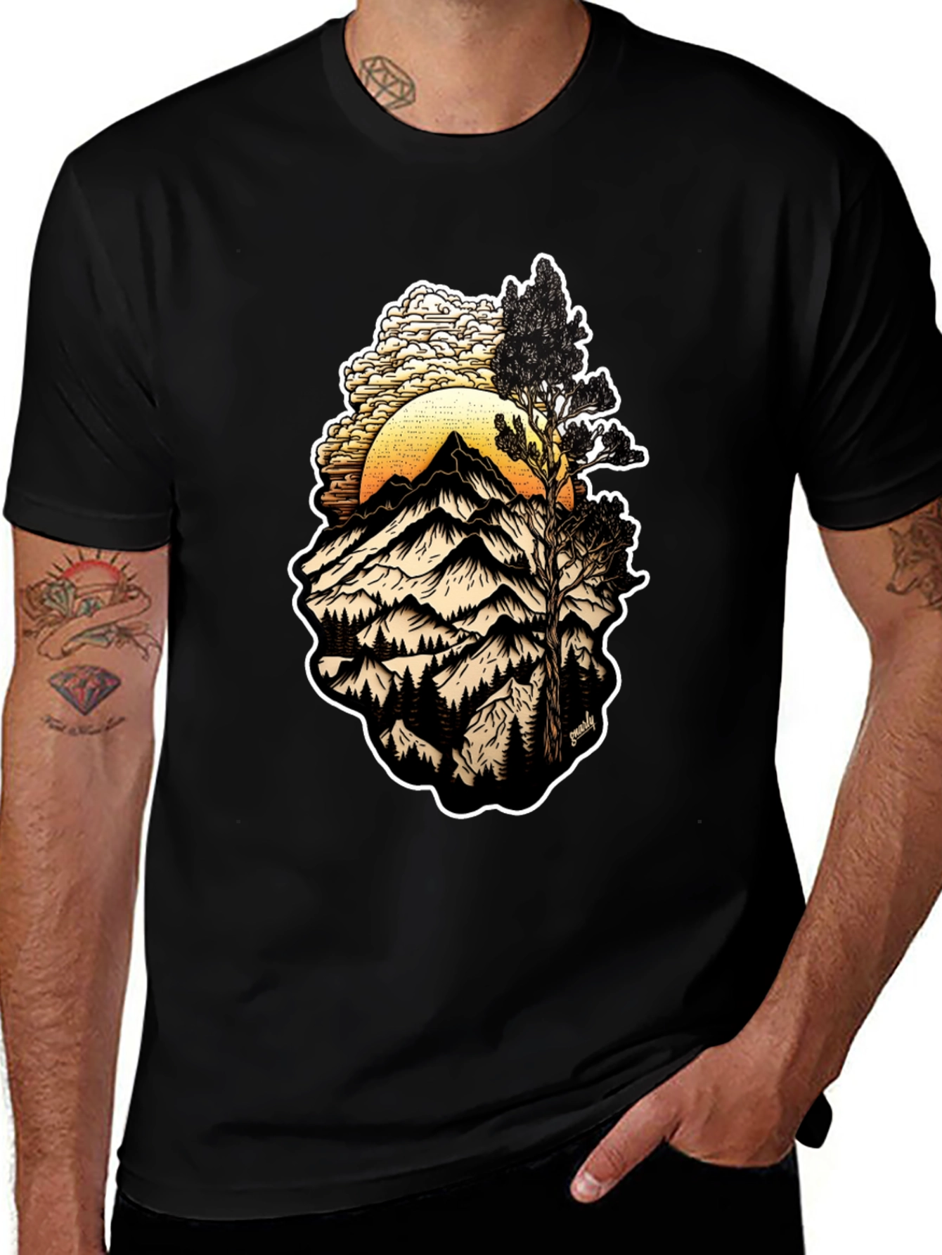 Variant 28 of Mountain Sunset Graphic Tee - Nature Inspired Design