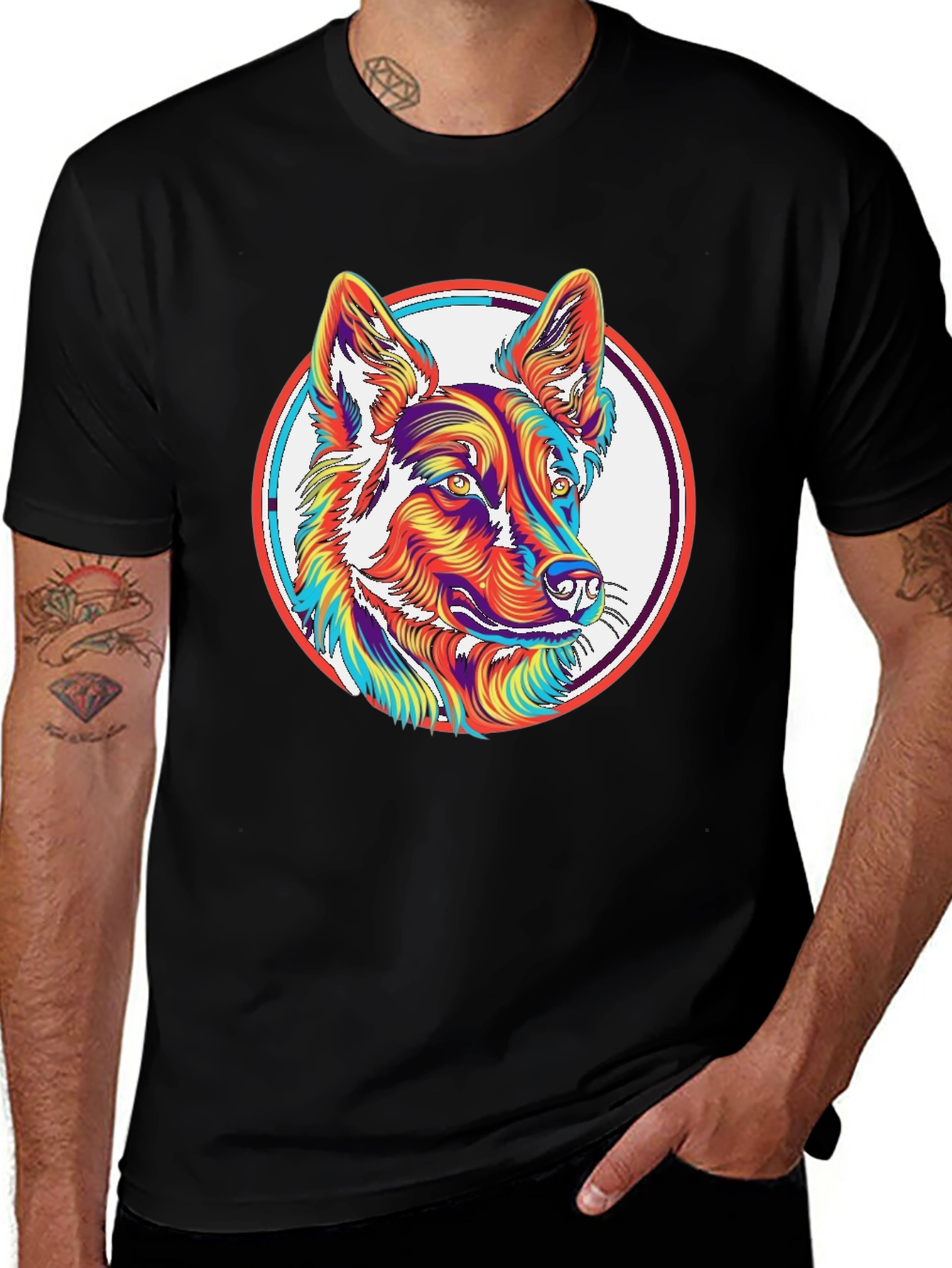 Variant 17 of Psychedelic Dog Graphic T-Shirt