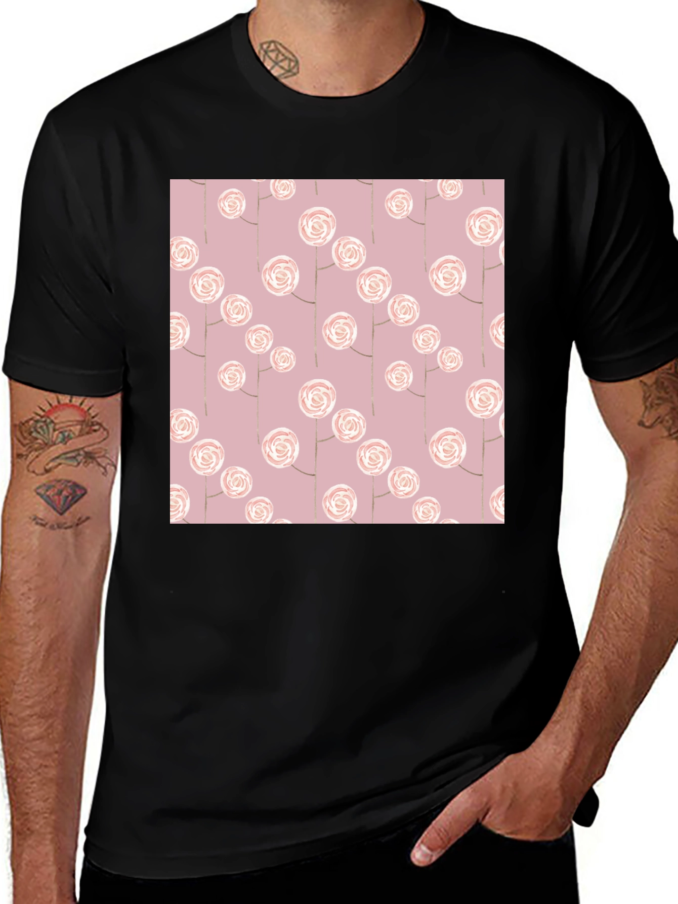 Variant 16 of Floral Pattern Black T-Shirt