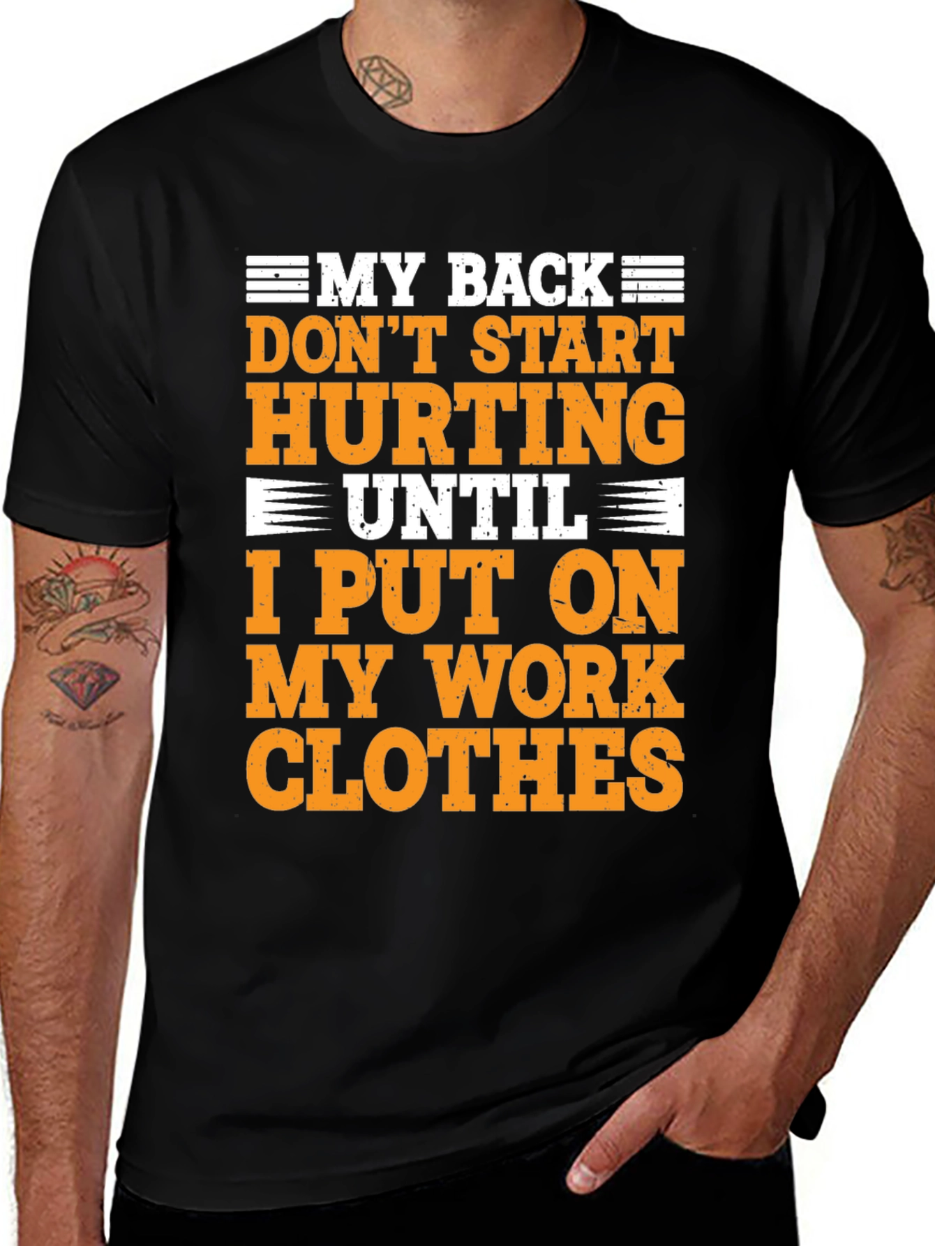 Variant 28 of Funny My Back Work Clothes Graphic T-Shirt