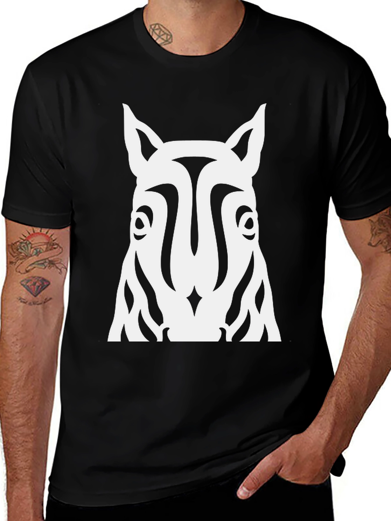 Variant 28 of Striking Zebra Graphic Tee - Black Cotton T-Shirt
