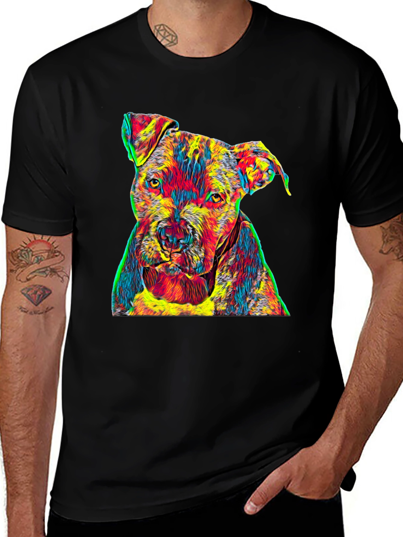 Variant 30 of Colorful Dog Portrait Graphic Tee