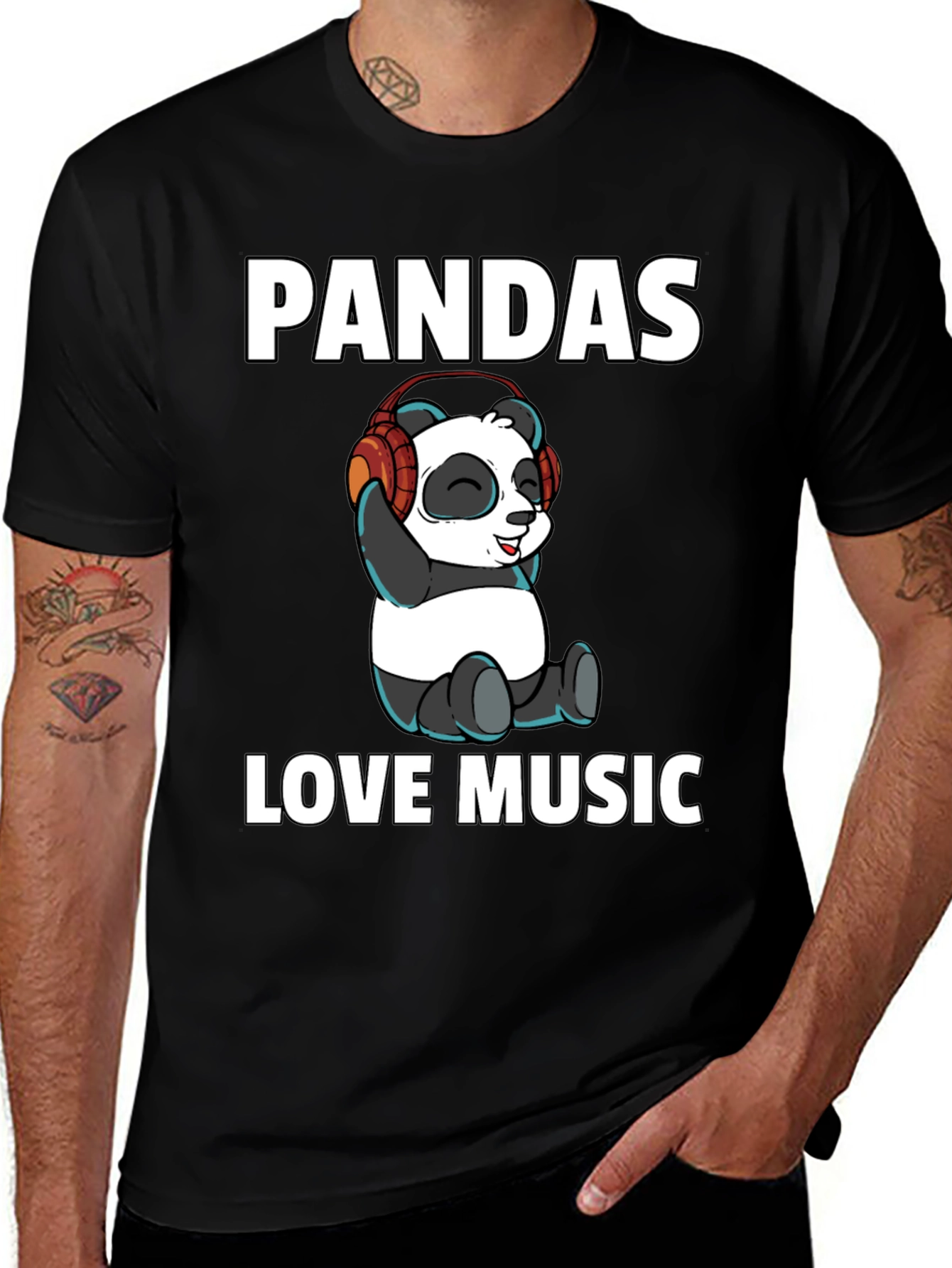 Variant 4 of Pandas Love Music Graphic Tee