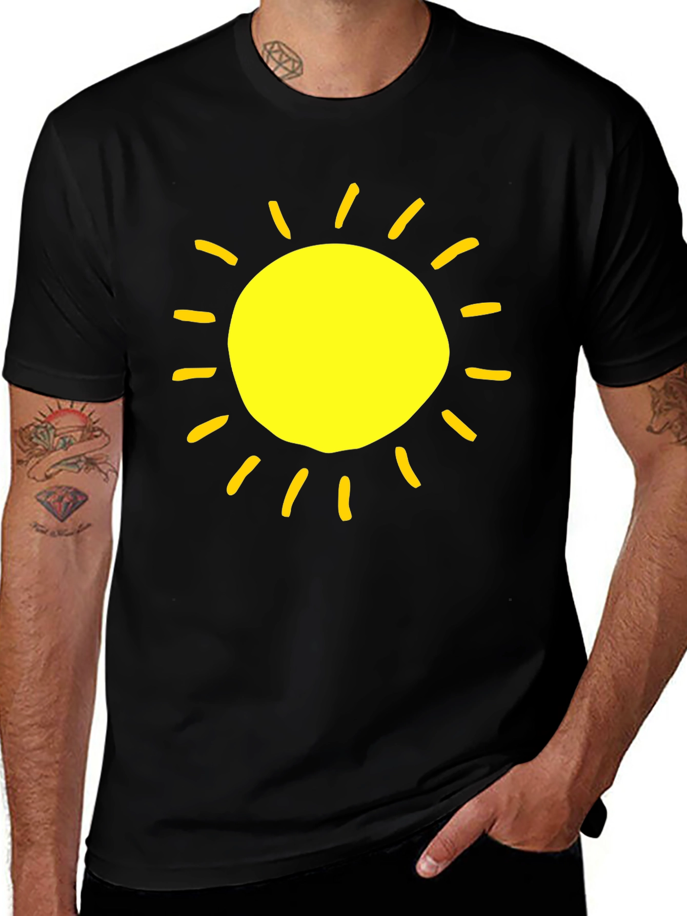Variant 7 of Bright Sun Graphic T-Shirt - Casual Black Tee