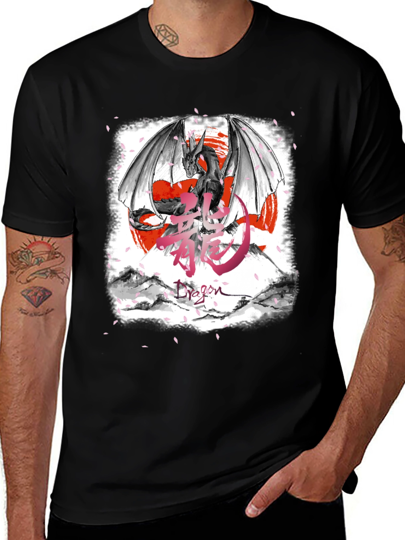 Variant 15 of Dragon Graphic Print Black T-Shirt
