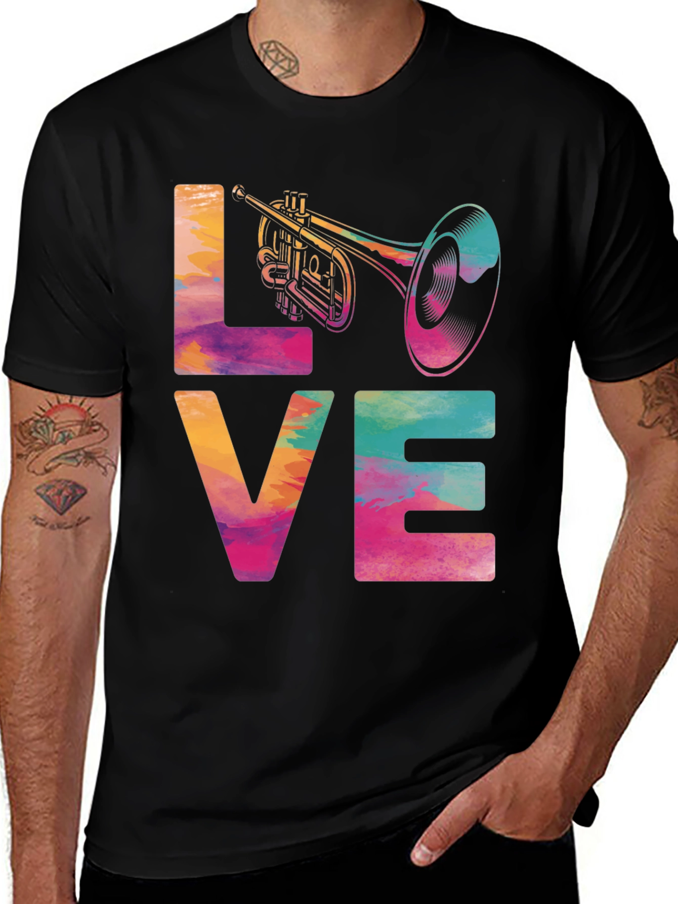Variant 9 of Love Trumpet Graphic Tee - Musician's T-Shirt