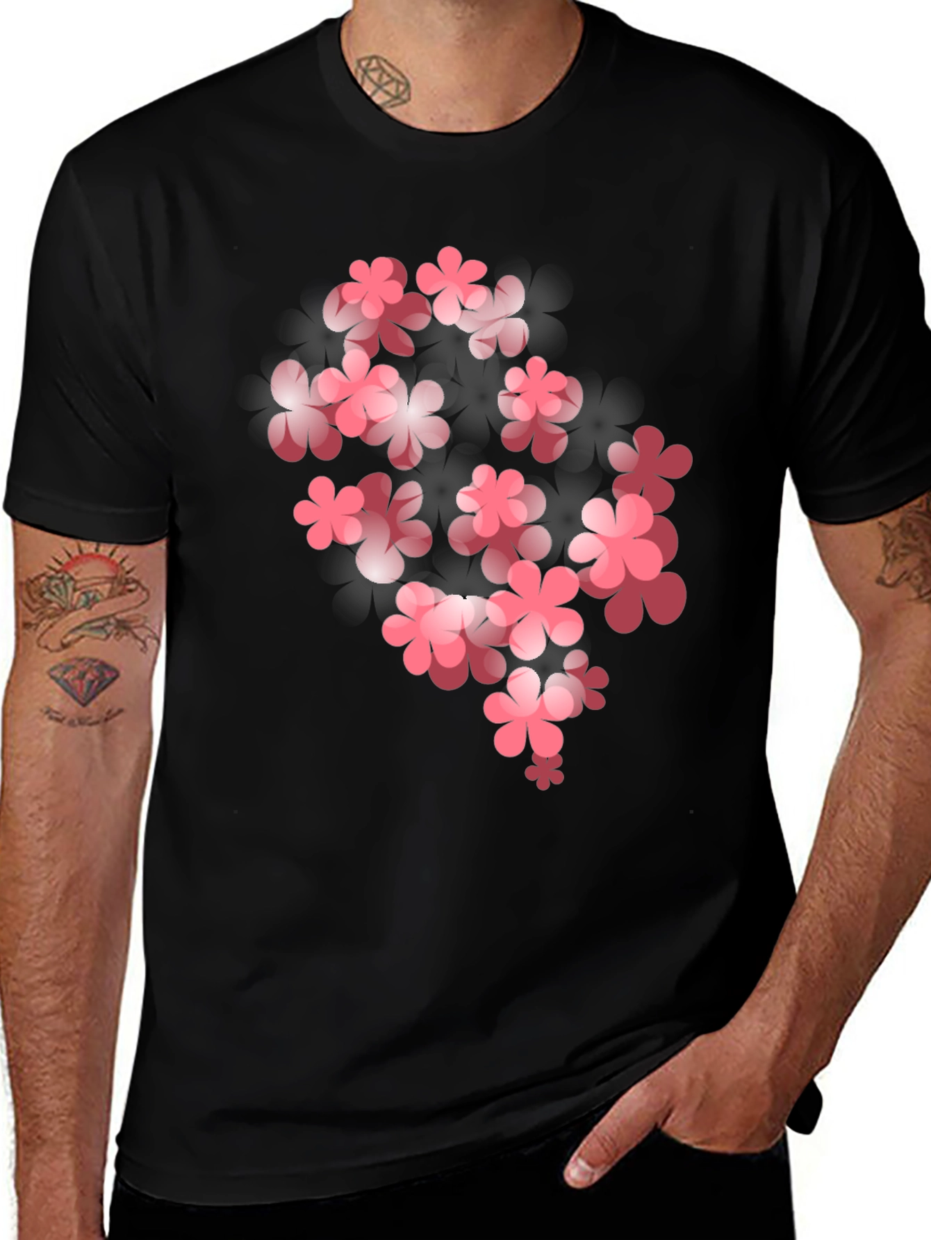 Variant 13 of Floral Graphic Tee - Pink Flower Design