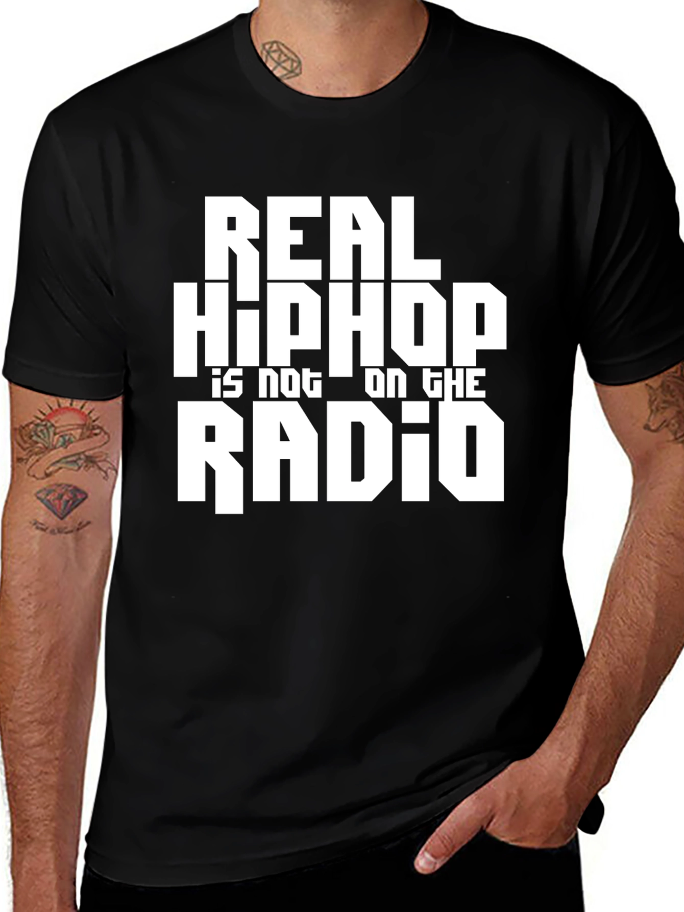 Variant 13 of Real Hip Hop Tee - Black Cotton Statement T-Shirt