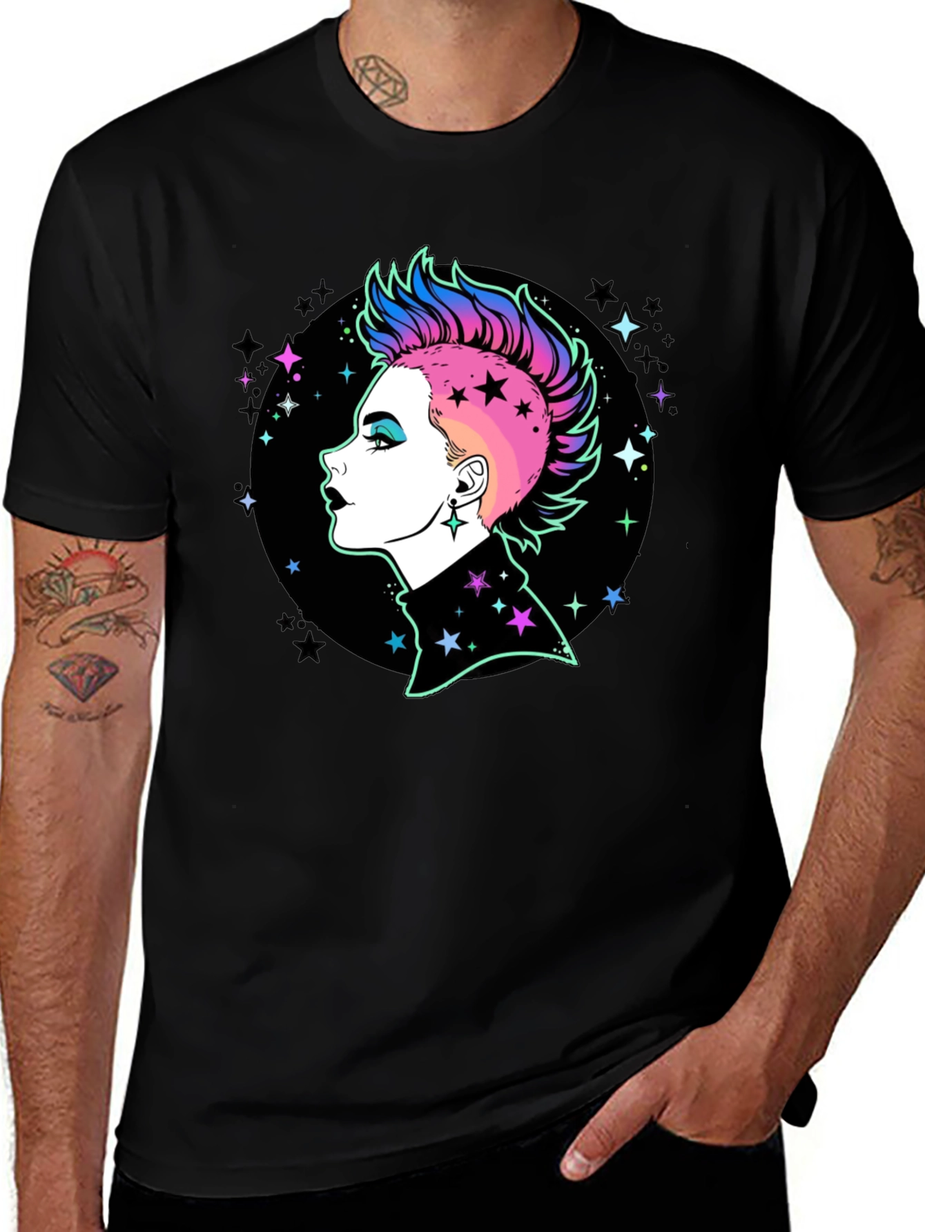 Variant 28 of Punk Rock Star Graphic T-Shirt - Bold Style!