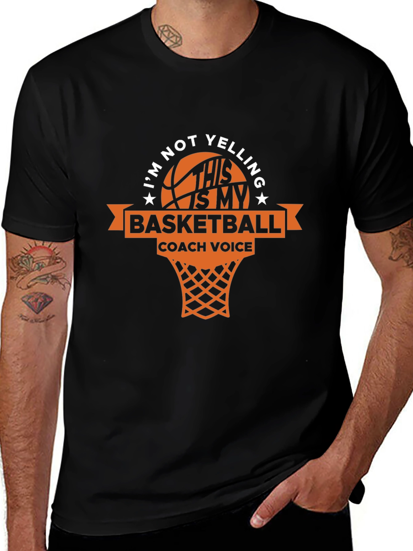 Black Basketball Coach Voice Graphic Tee main image