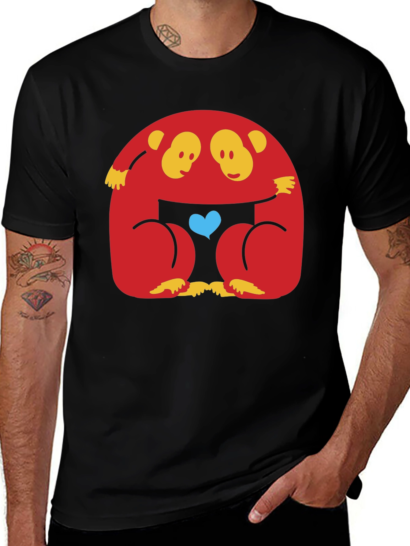 Variant 8 of Fun Monkeys Heart Graphic Black Tee