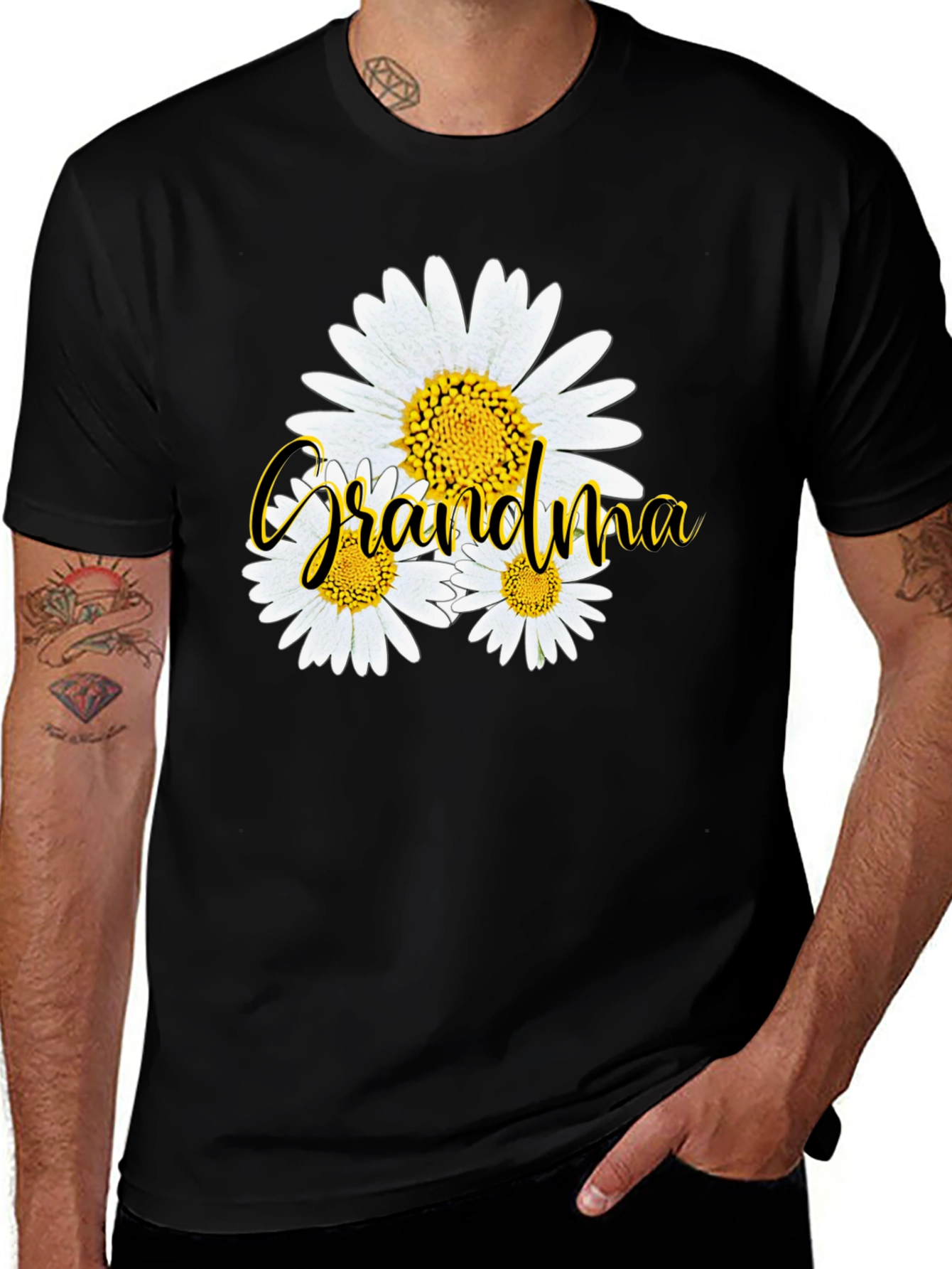Grandma Daisy T-Shirt - Black Floral Tee