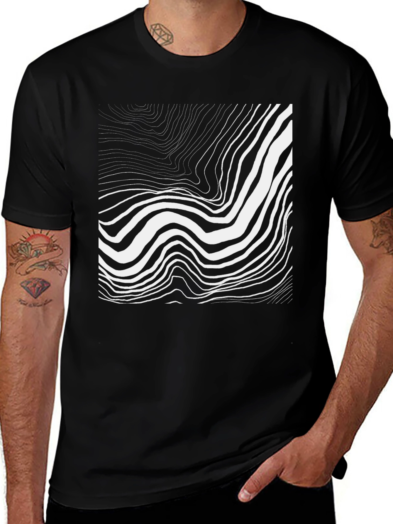 Variant 15 of Abstract Wave Graphic Black Tee