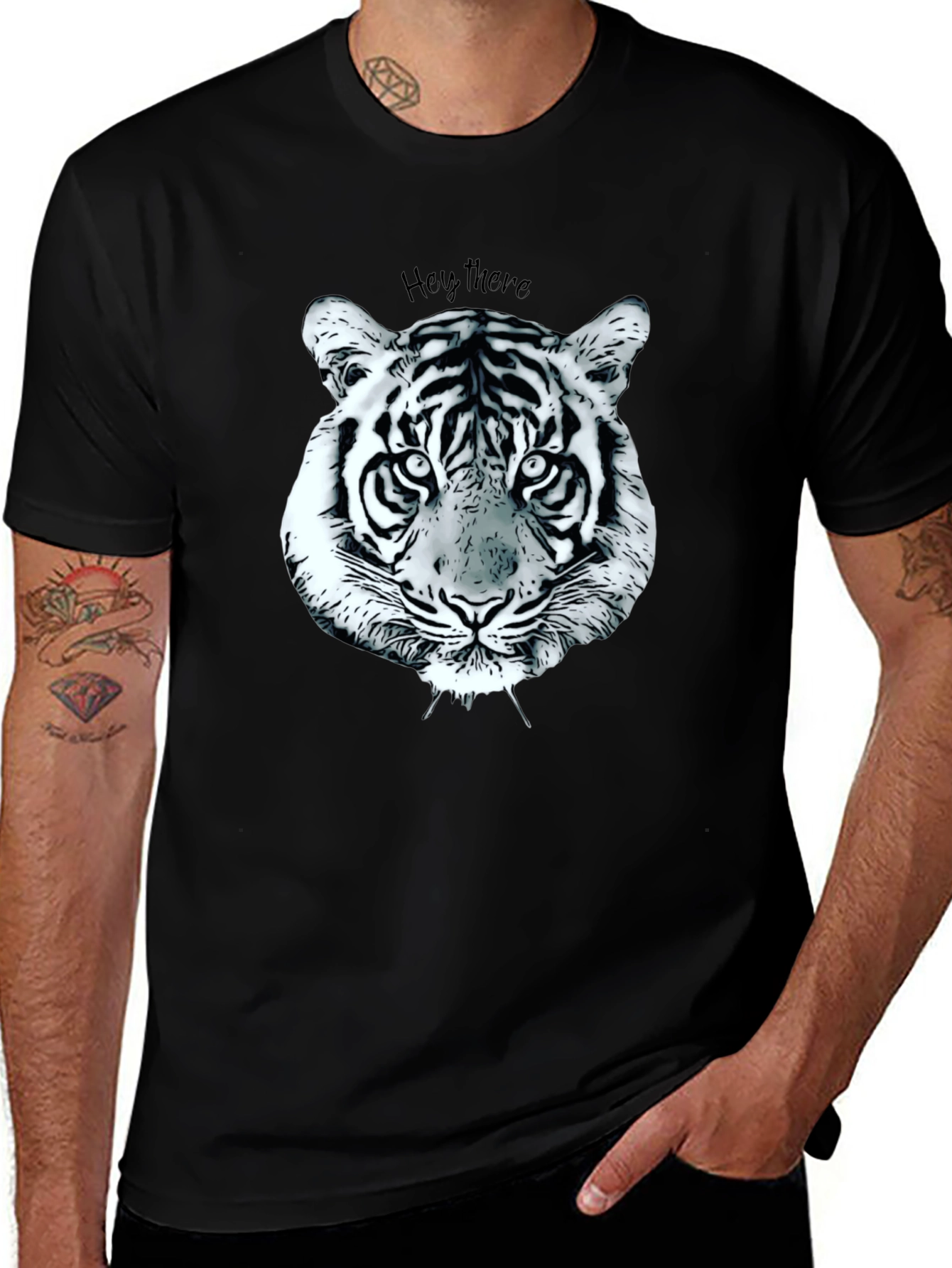Variant 17 of Tiger Graphic Tee - Black Cotton T-Shirt