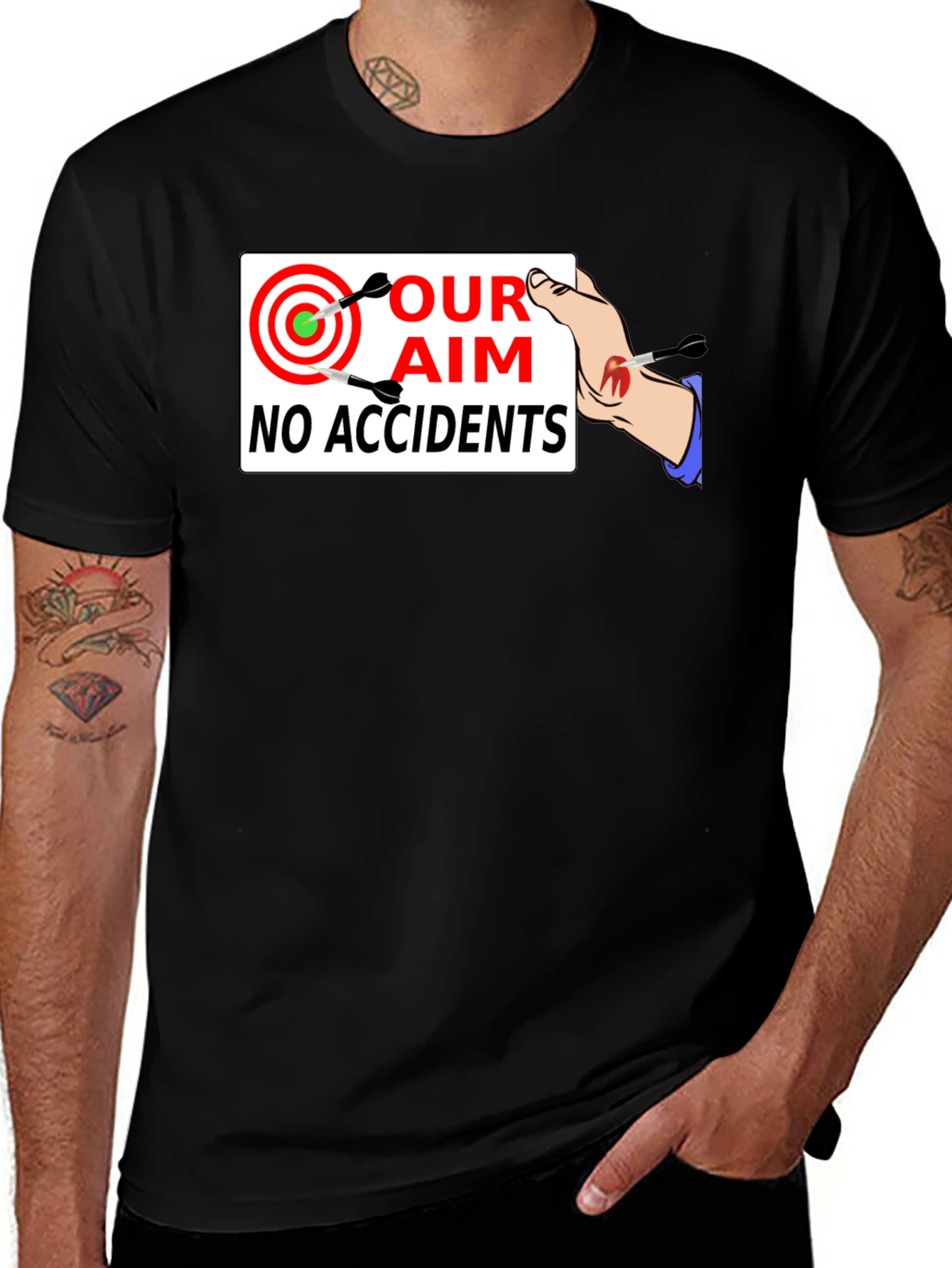 Variant 30 of Our Aim, No Accidents T-Shirt - Safety First!