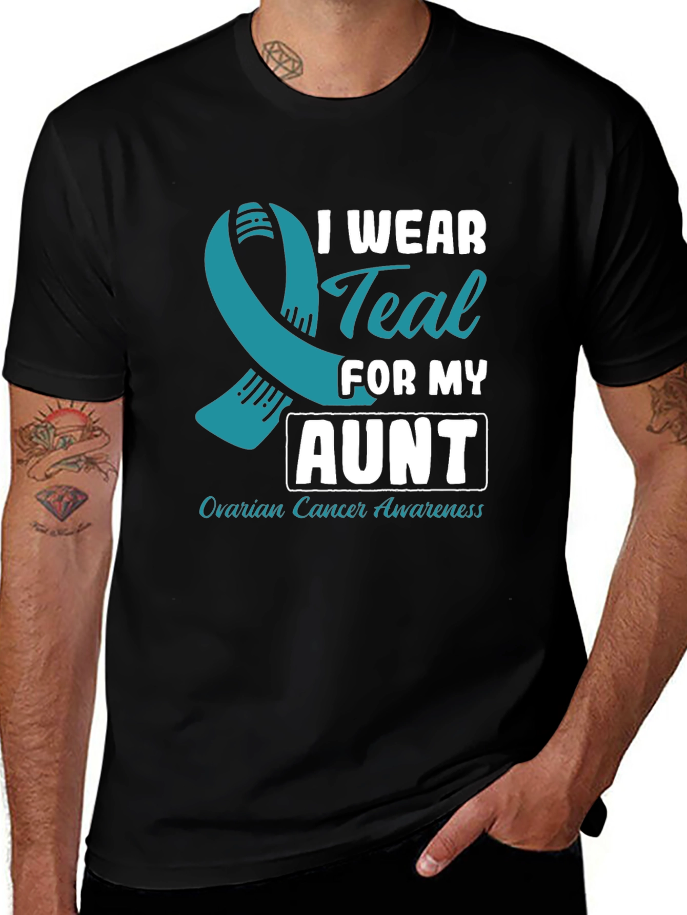 Variant 22 of Ovarian Cancer Awareness T-Shirt - I Wear Teal For My Aunt