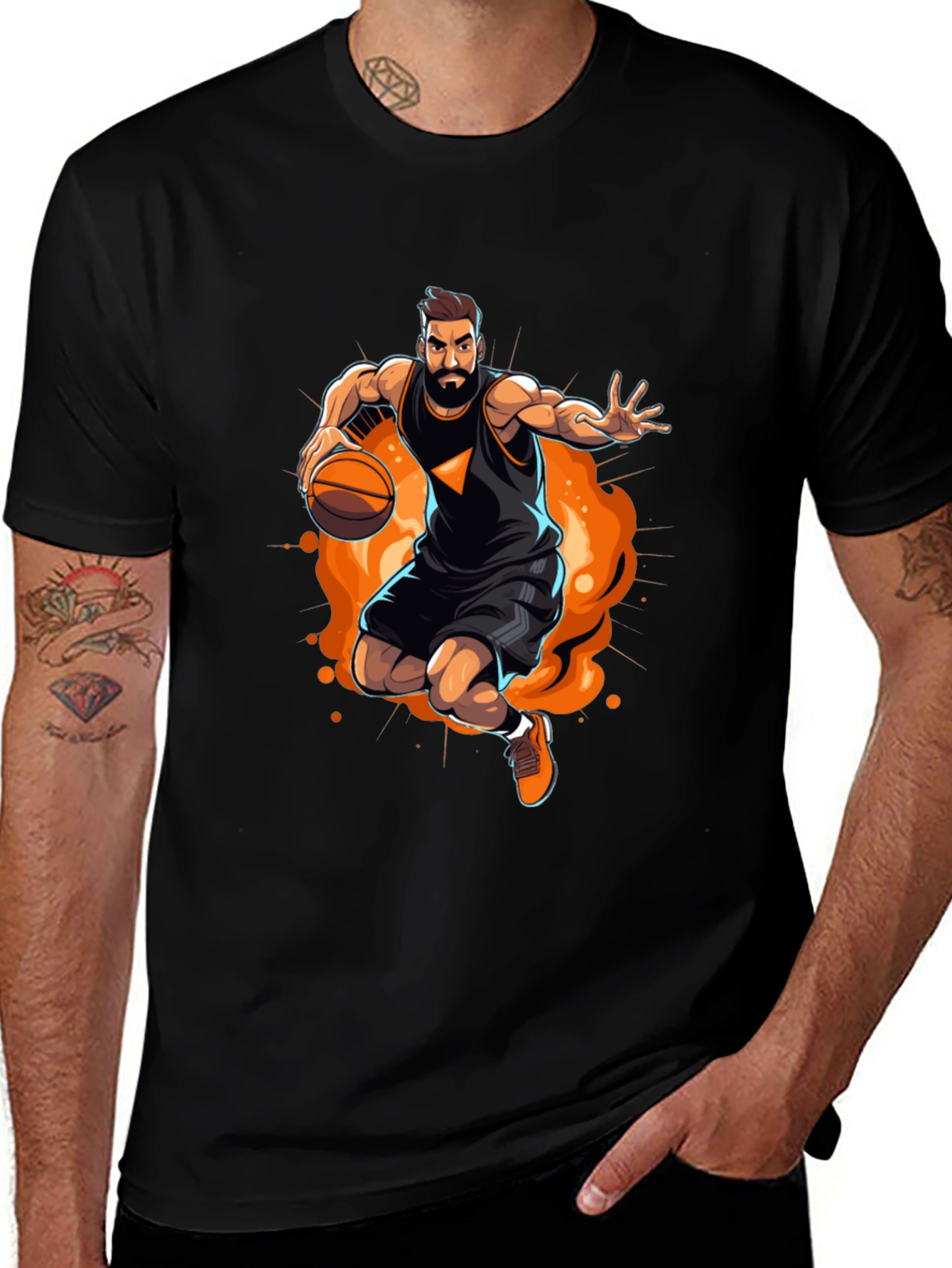 Variant 20 of Basketball Player Graphic Black T-Shirt