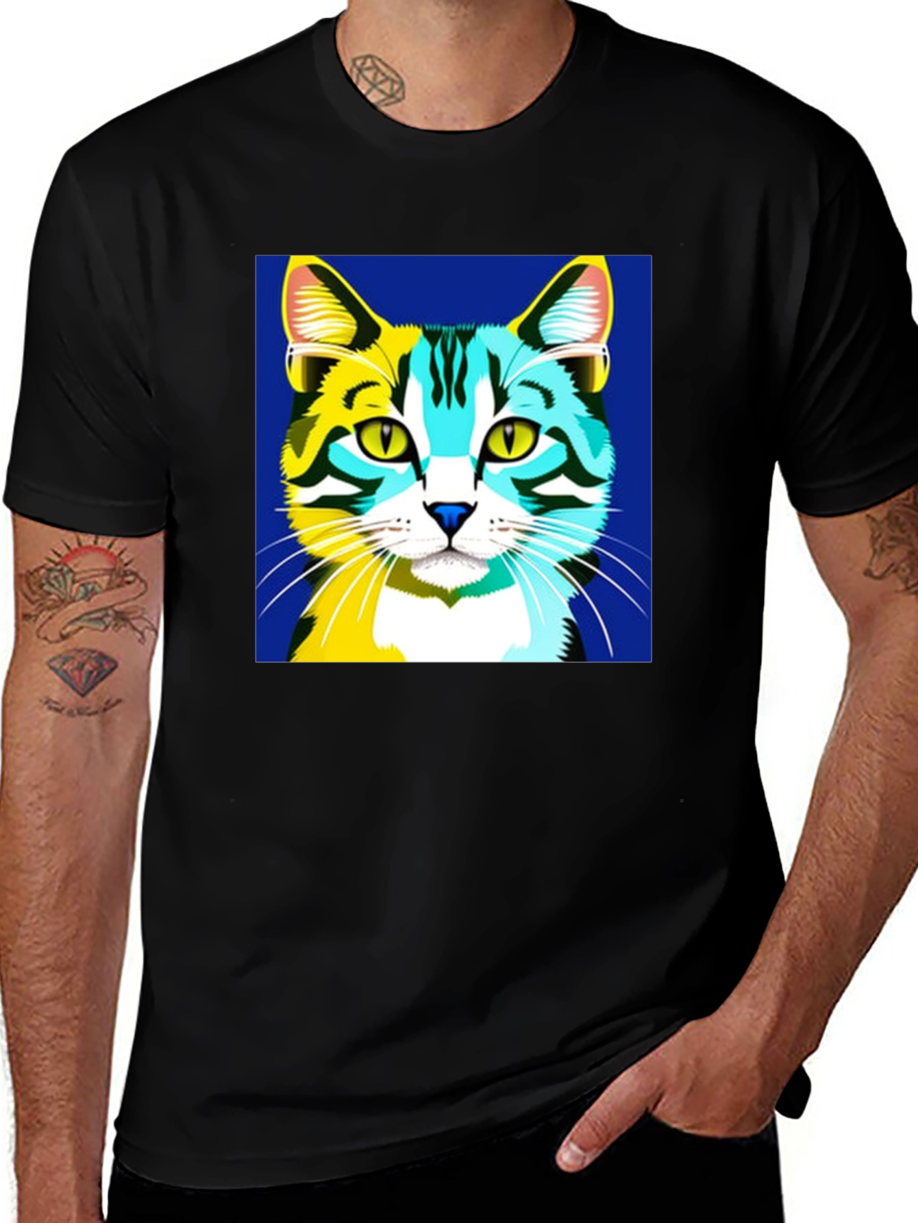 Variant 2 of Abstract Cat Graphic Tee - Stylish and Unique