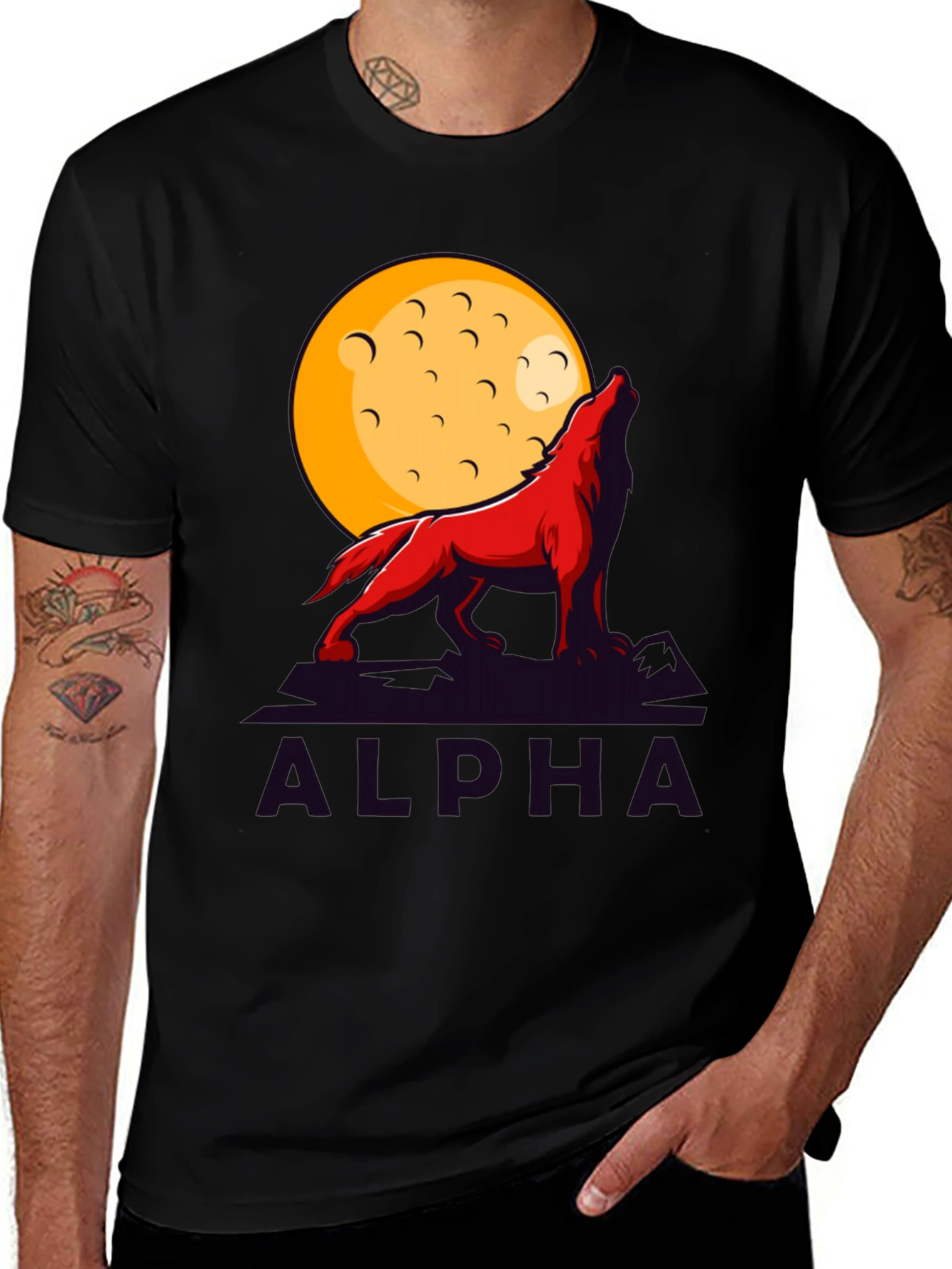 Variant 23 of Alpha Wolf Moon Graphic Tee - Bold Statement Shirt