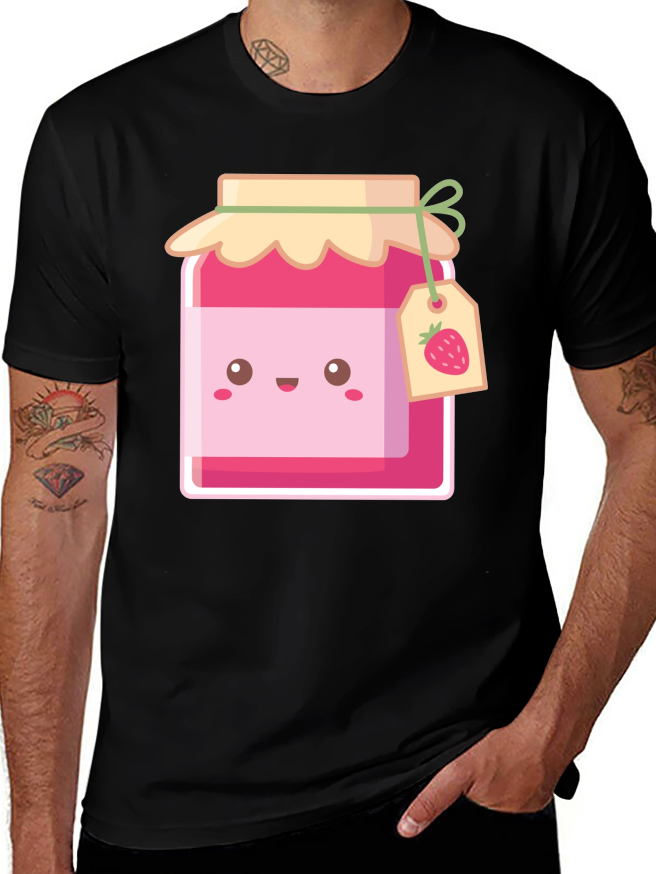 Variant 26 of Cute Jam Jar Graphic T-Shirt - Black Cotton Tee