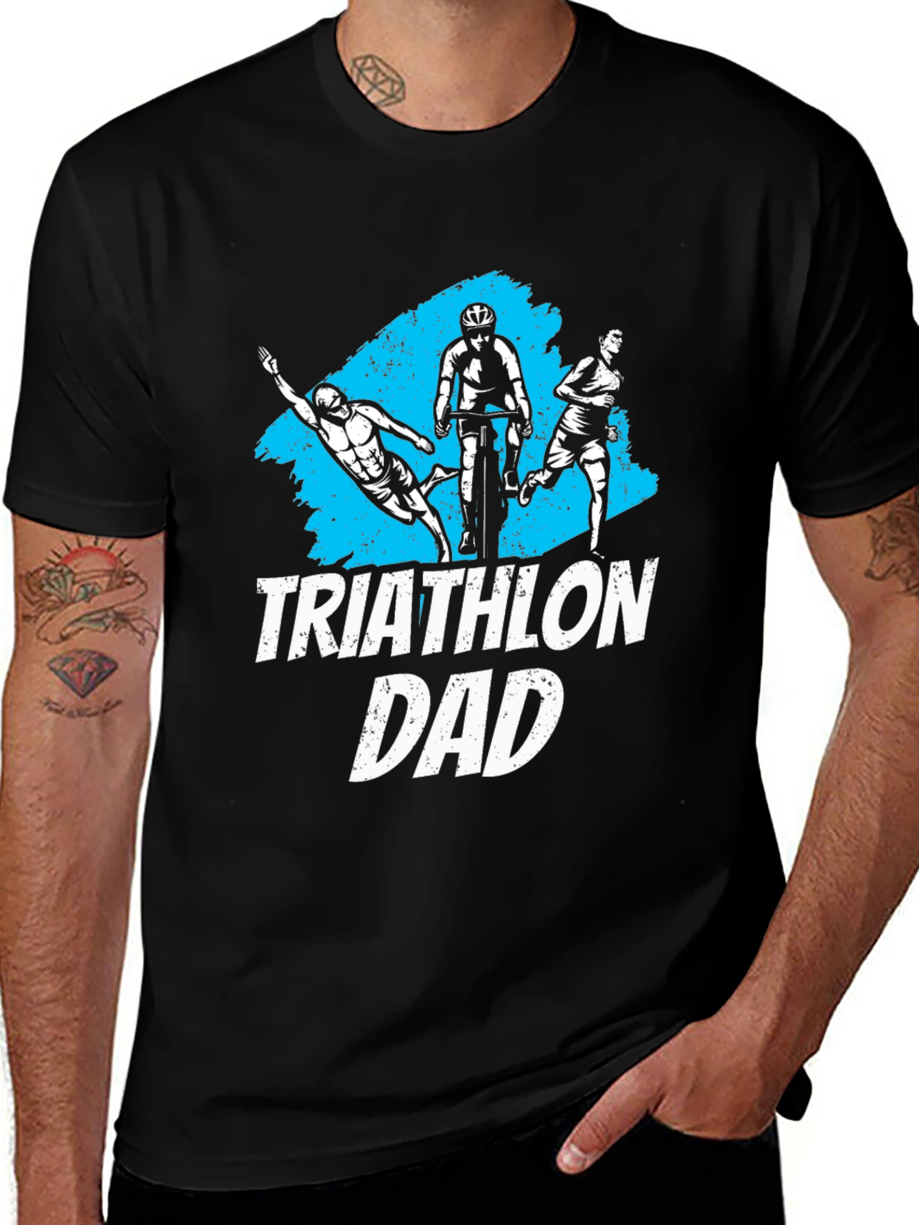 Variant 22 of Triathlon Dad Graphic T-Shirt - Perfect for Athlete Fathers