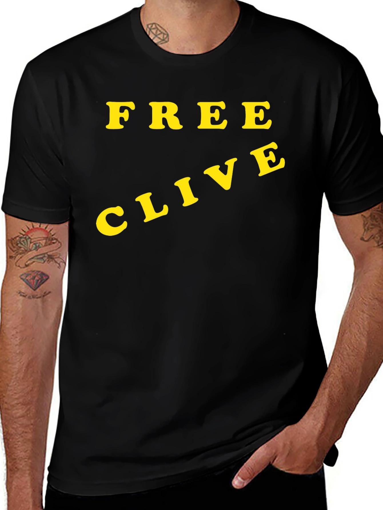 Variant 27 of Free Clive Graphic Tee - Black Cotton T-Shirt