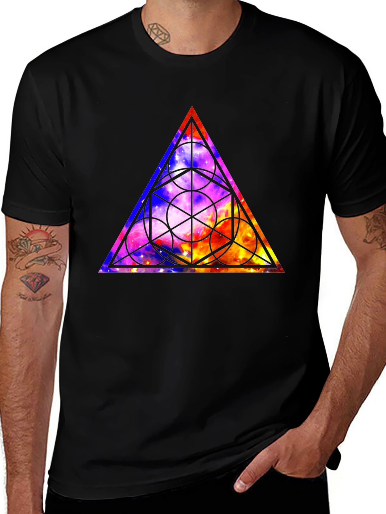 Mystic Triangle Graphic Tee - Men's Black T-Shirt