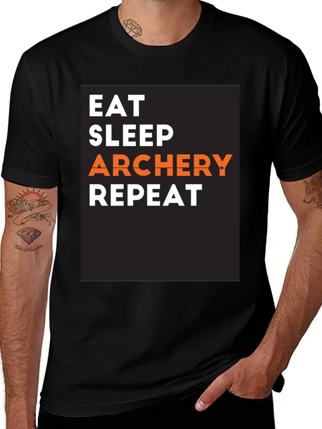 Variant 30 of Eat Sleep Archery Repeat T-Shirt - Black Graphic Tee