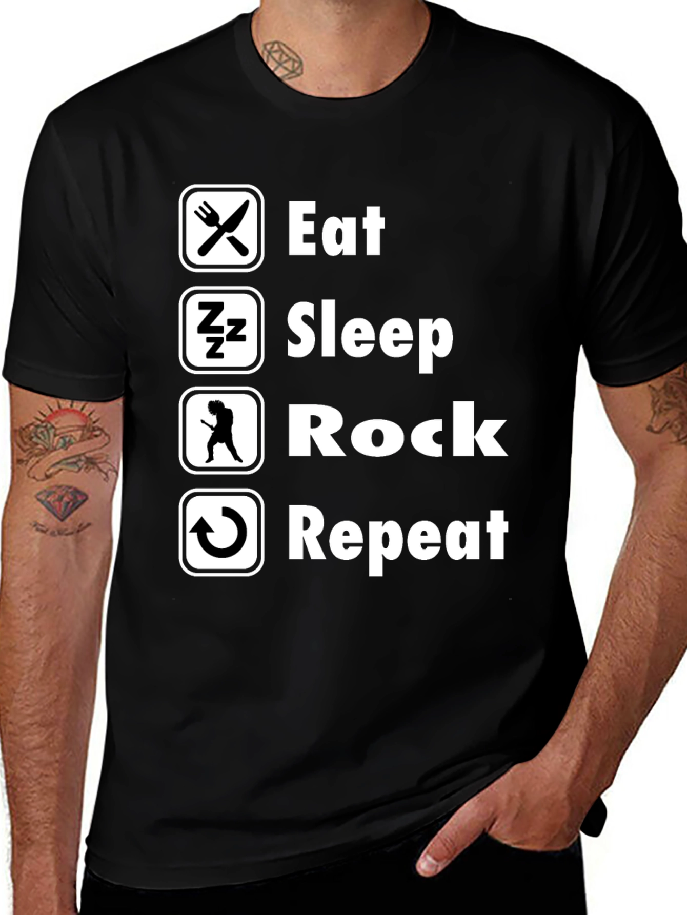 Variant 30 of Eat Sleep Rock Repeat Black Graphic T-Shirt